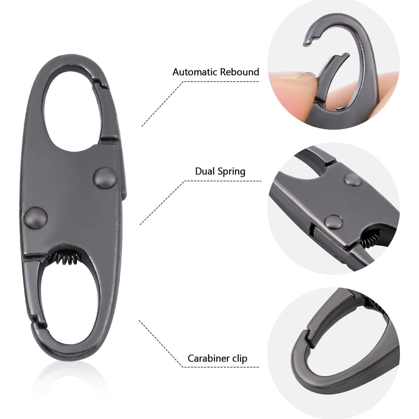 4 Clips de Cremallera Antirrobo LCCHOLV - Carabineros S en Negro y Plata