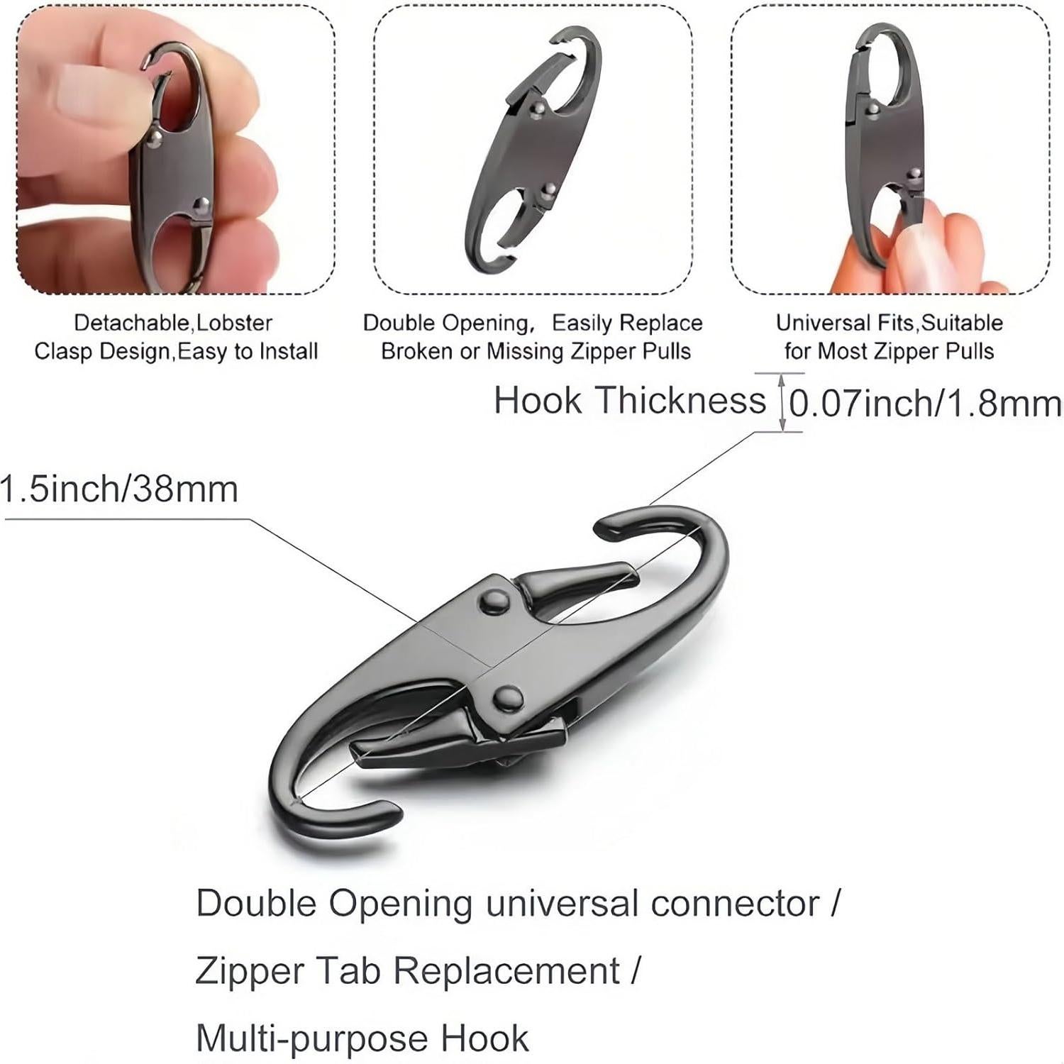 12 Clips de Carabineros Antirrobo Rabihike para Cremalleras