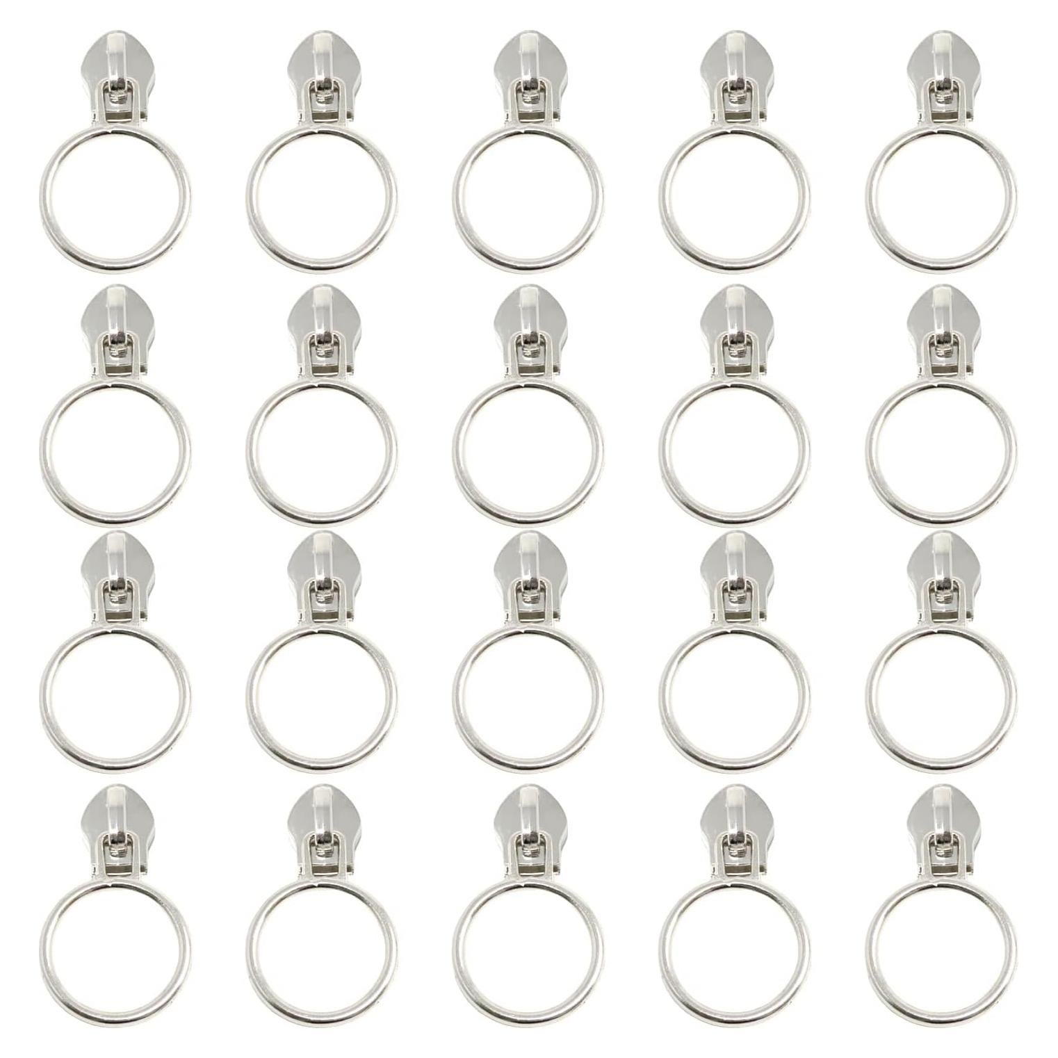 20 Deslizadores de Cierre de Aleación de Zinc #5 Plateados Honbay