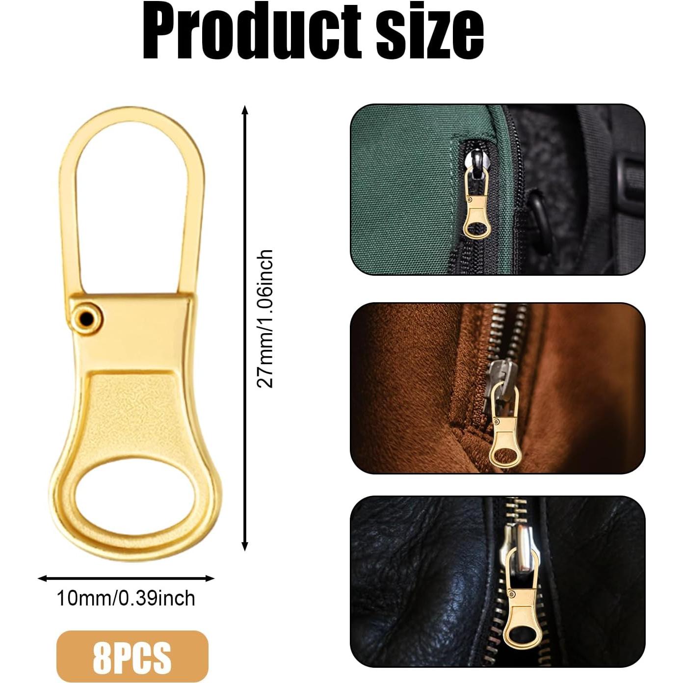 8 Tiradores de Cremallera Reemplazo Dorado NQEUEPN 27x10mm