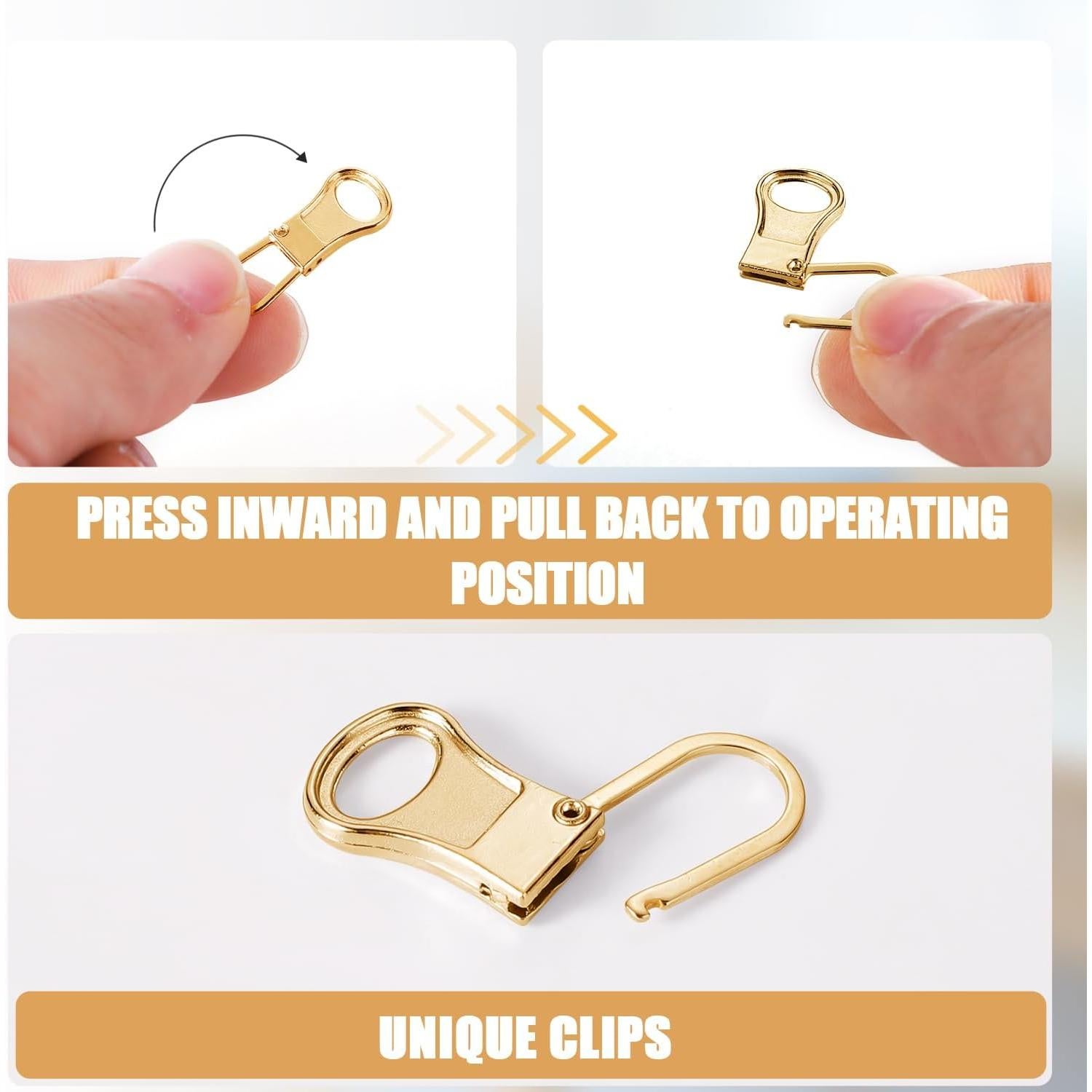 8 Tiradores de Cremallera Reemplazo Dorado NQEUEPN 27x10mm