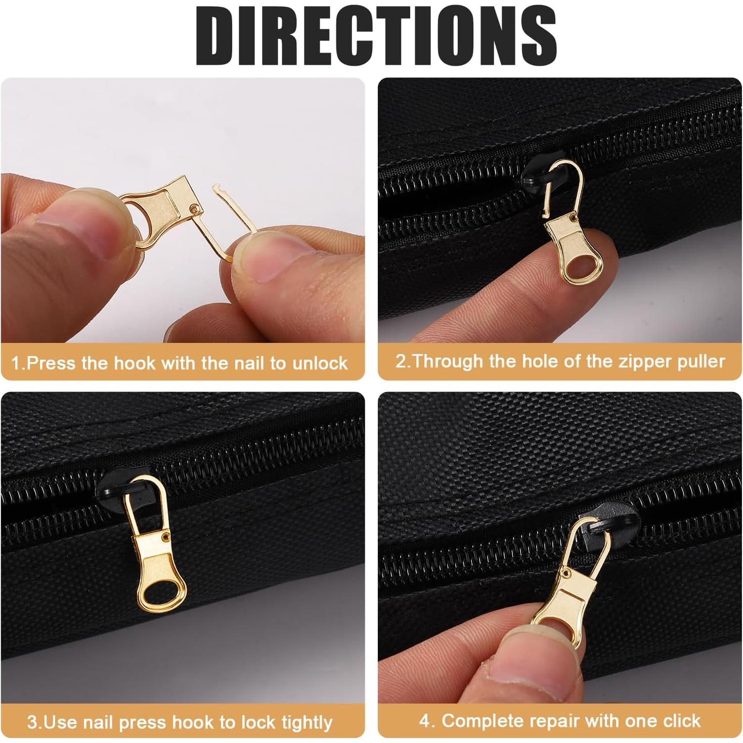 8 Tiradores de Cremallera Reemplazo Dorado NQEUEPN 27x10mm