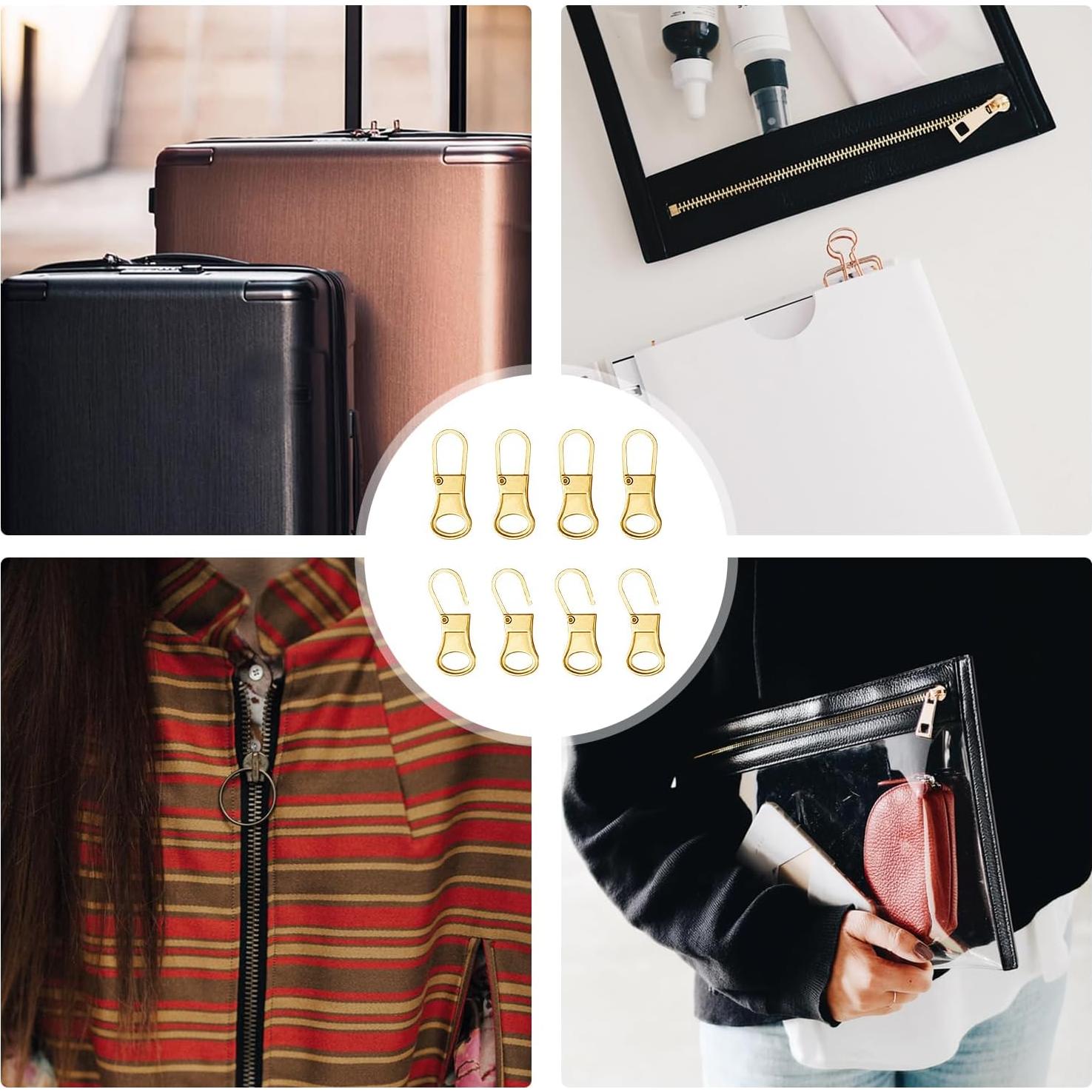 8 Tiradores de Cremallera Reemplazo Dorado NQEUEPN 27x10mm