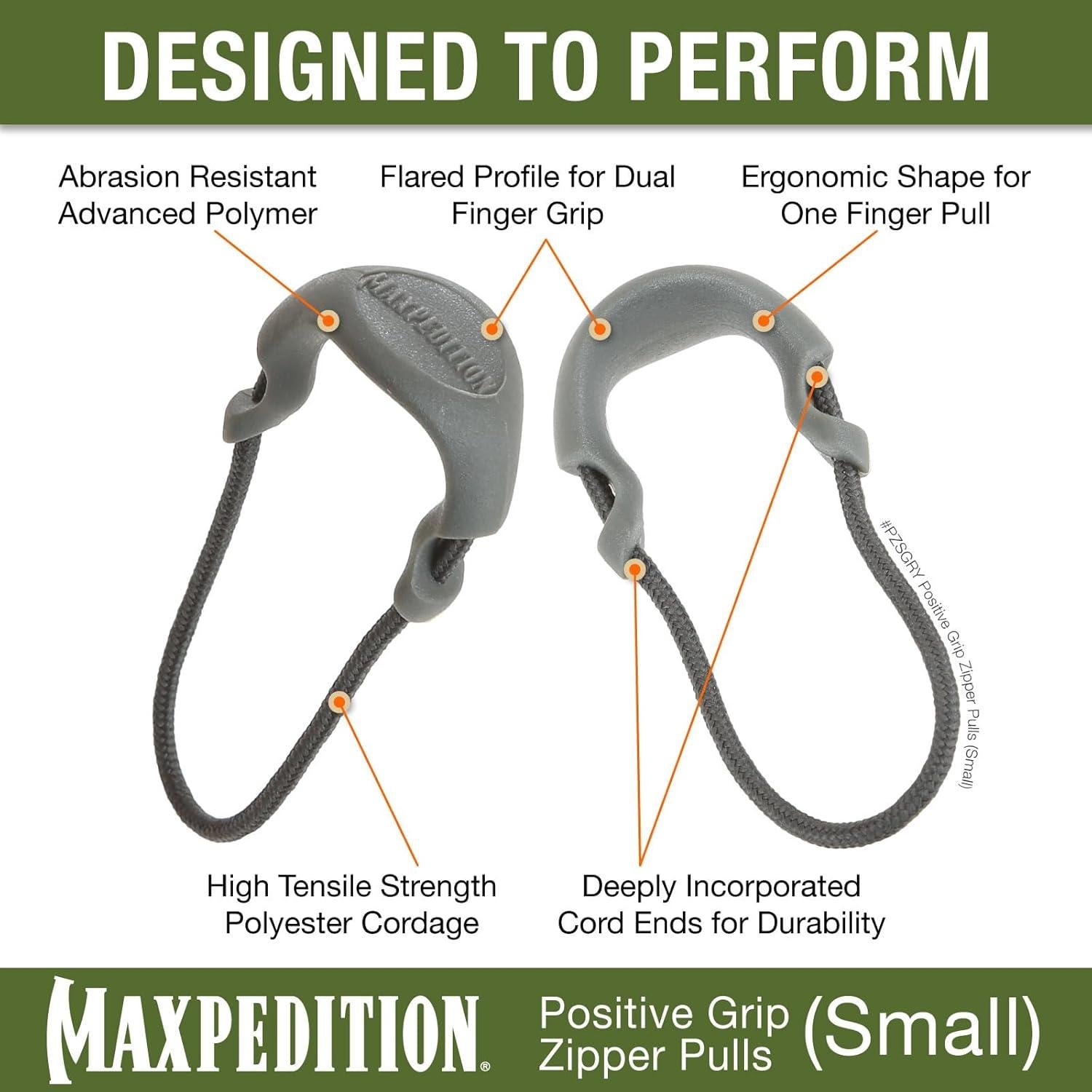 Tiradores de Cremallera Pequeños Maxpedition Gris - Paquete de 6