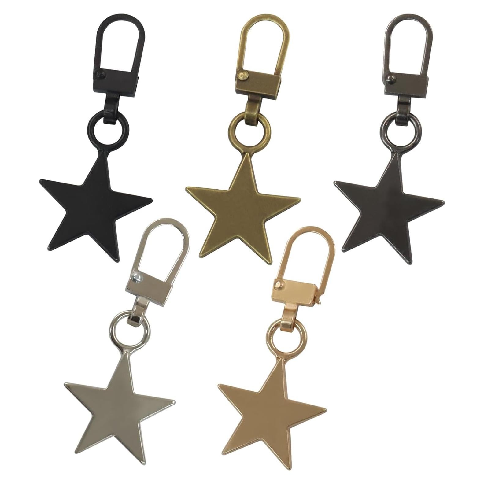 5 Tiradores de Cremallera de Metal Kemcatui Estrella Multicolor