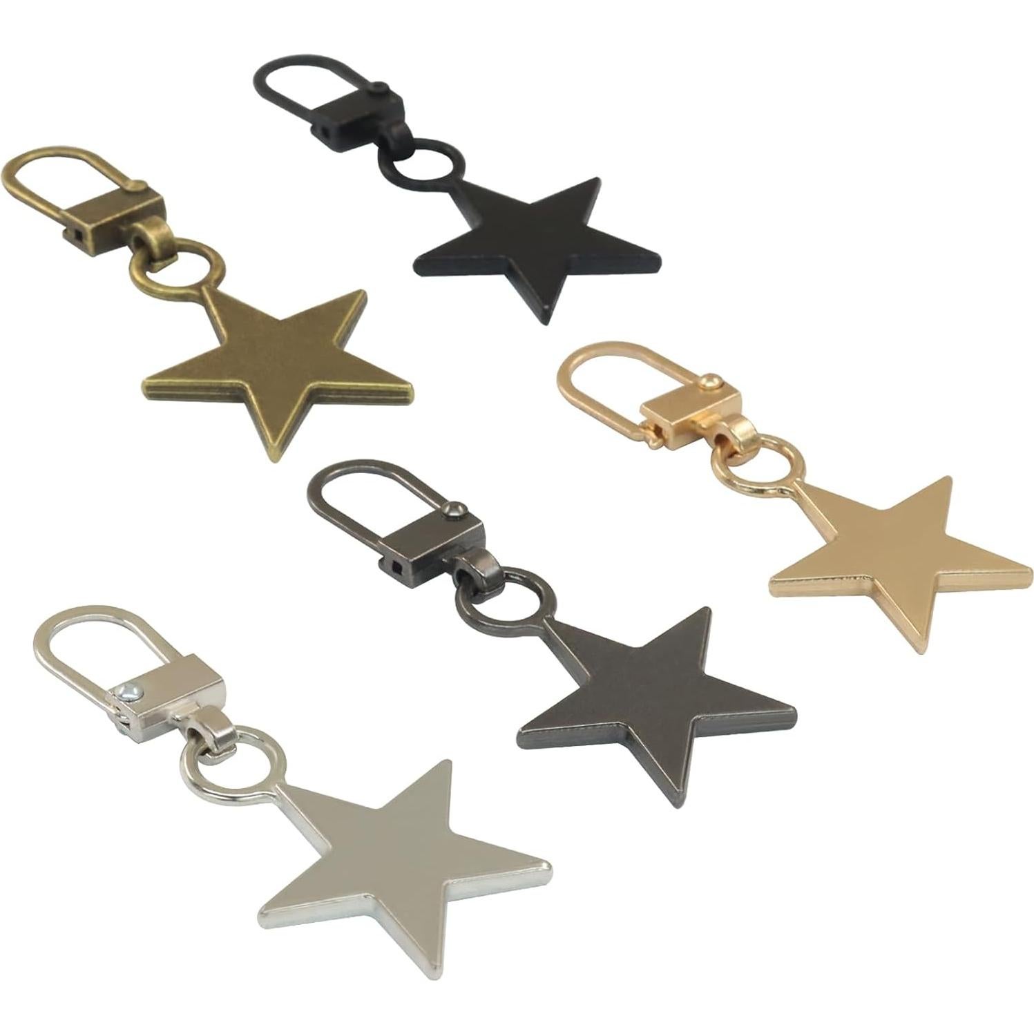 5 Tiradores de Cremallera de Metal Kemcatui Estrella Multicolor