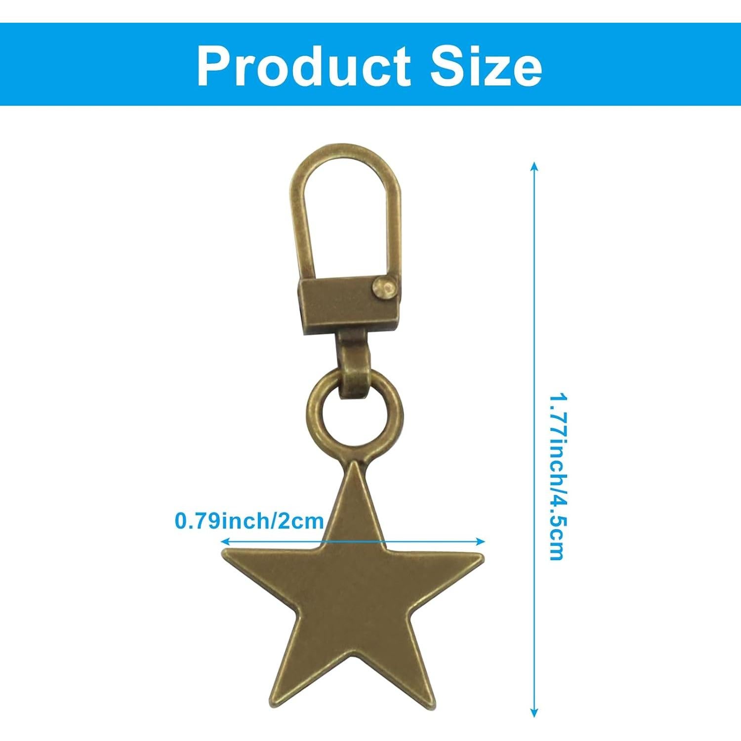 5 Tiradores de Cremallera de Metal Kemcatui Estrella Multicolor