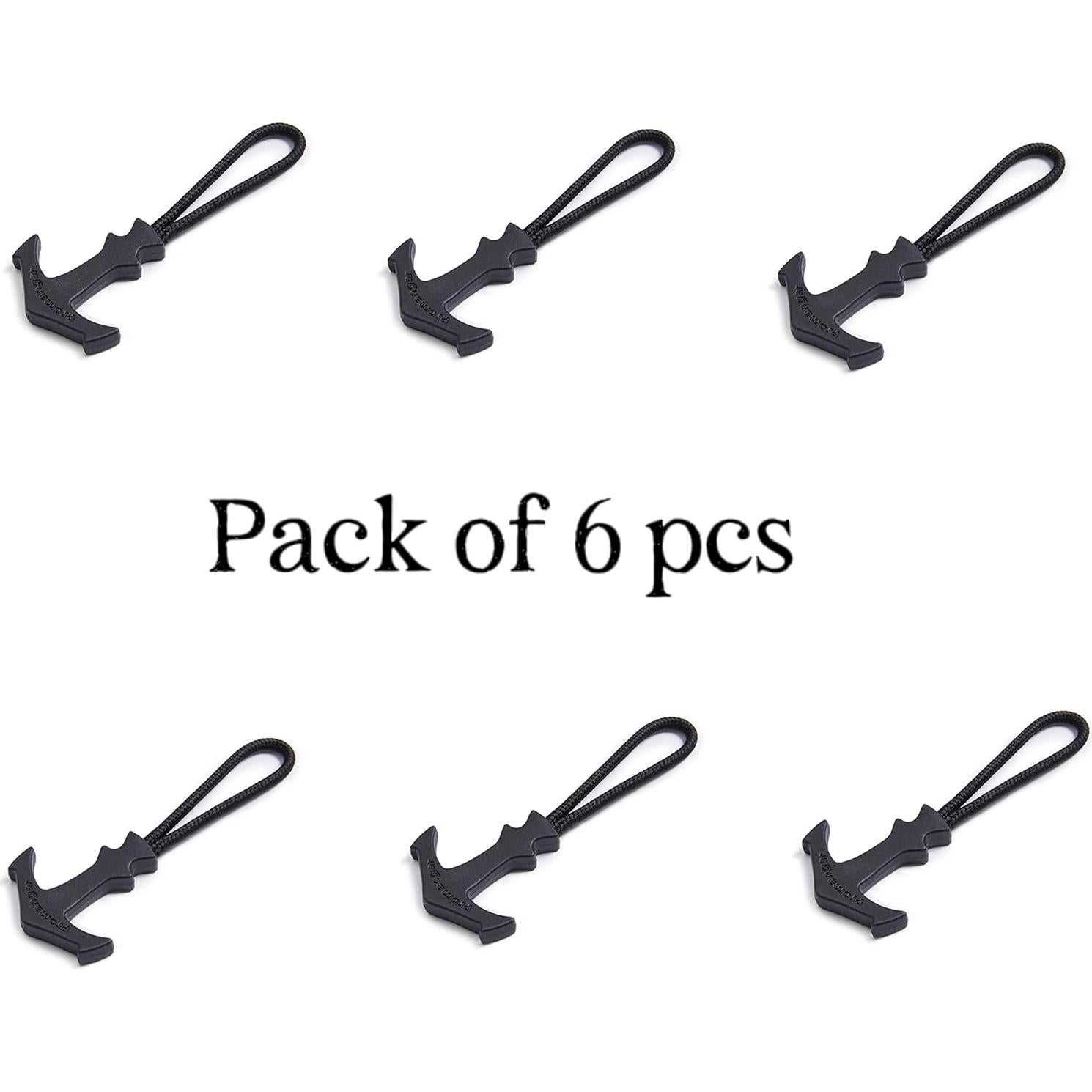 Tirador de Cremallera BJA en Forma de T - 6 Pcs Negro