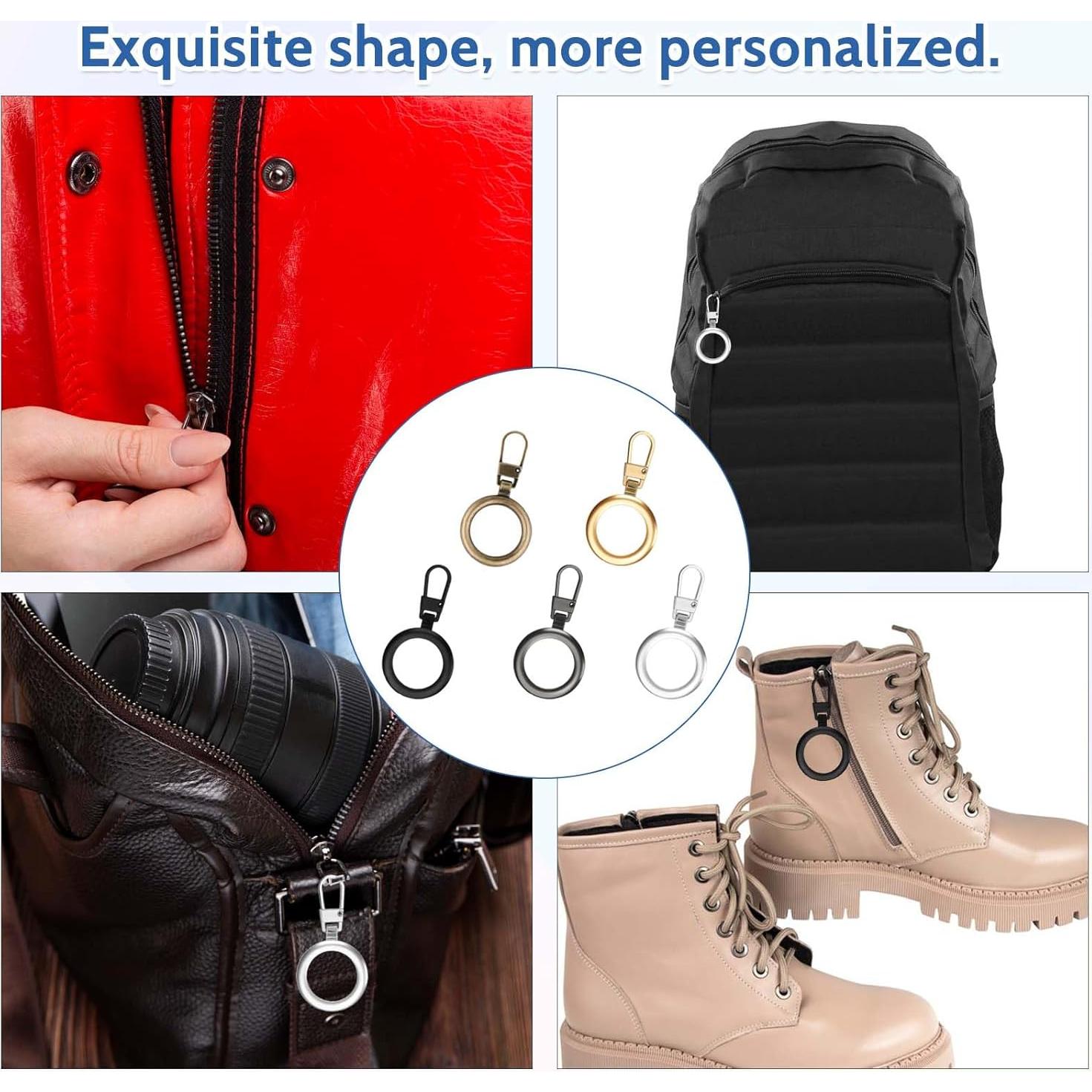 10 Tiradores de Cremallera Redondos Abeillo - 5 Colores Metal