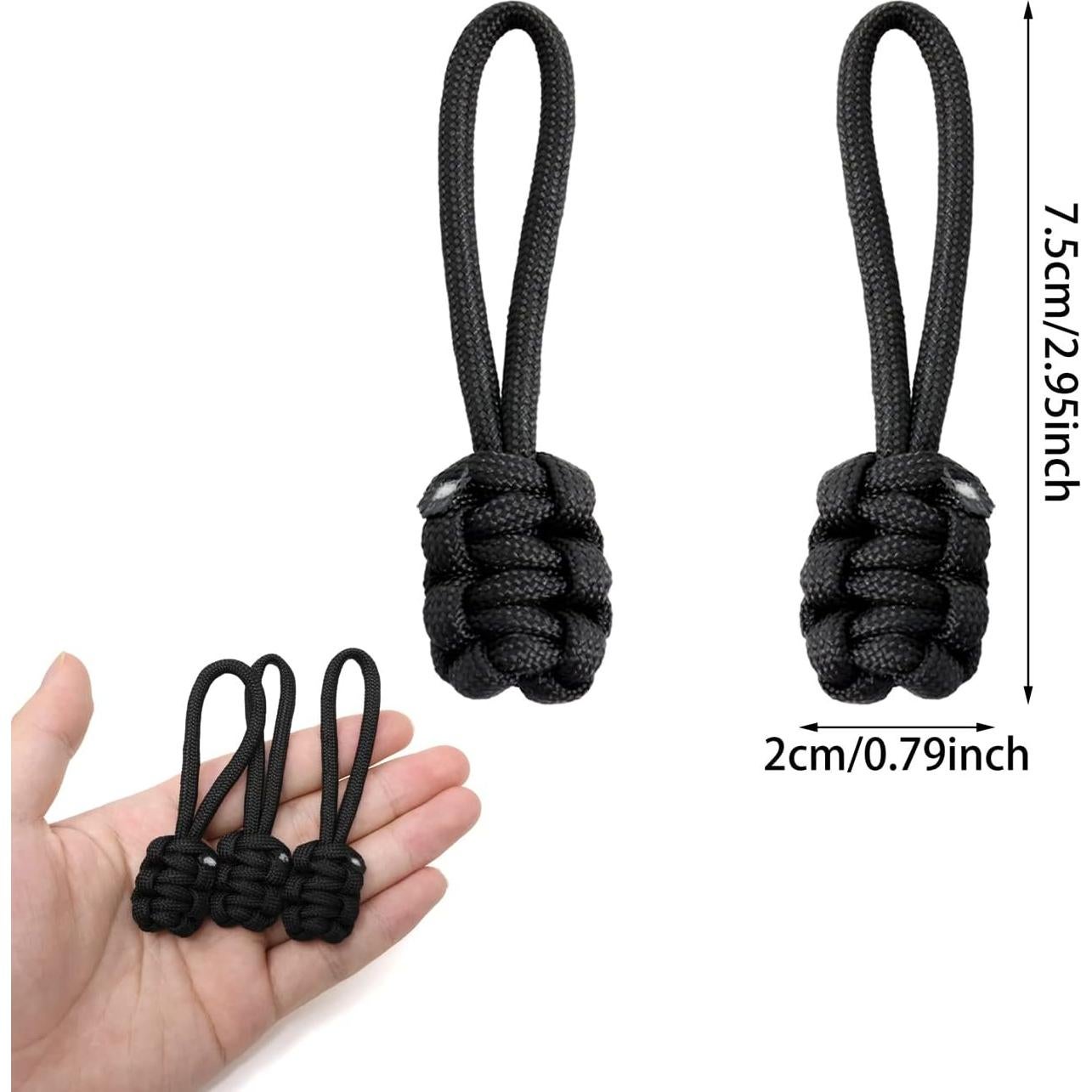 10 Tiradores de Cremallera de Nylon Tejidos Honbay - Negro