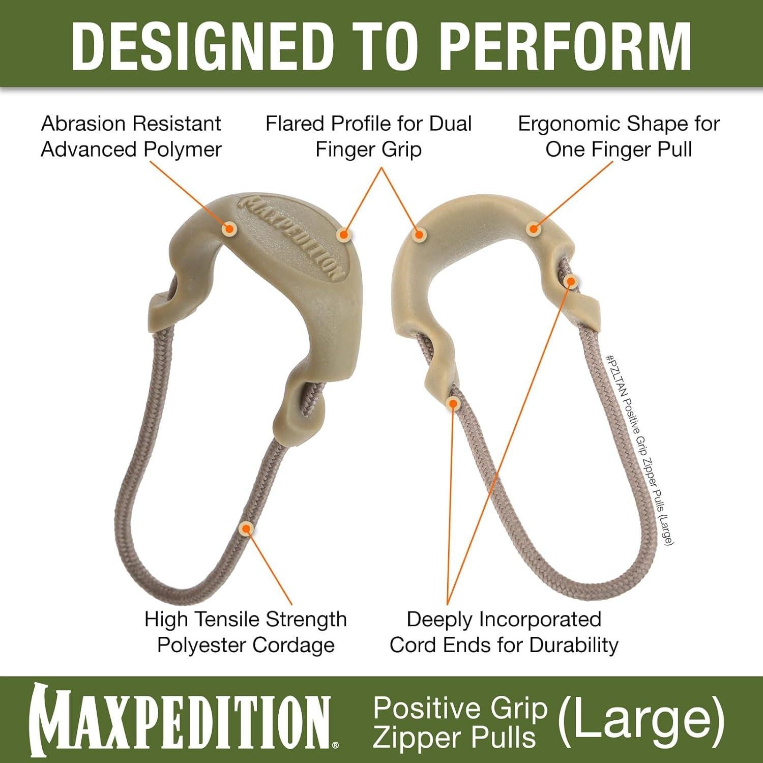 Tiradores de Cremallera MAXPEDITION PZL Grande Beige - Paquete de 6
