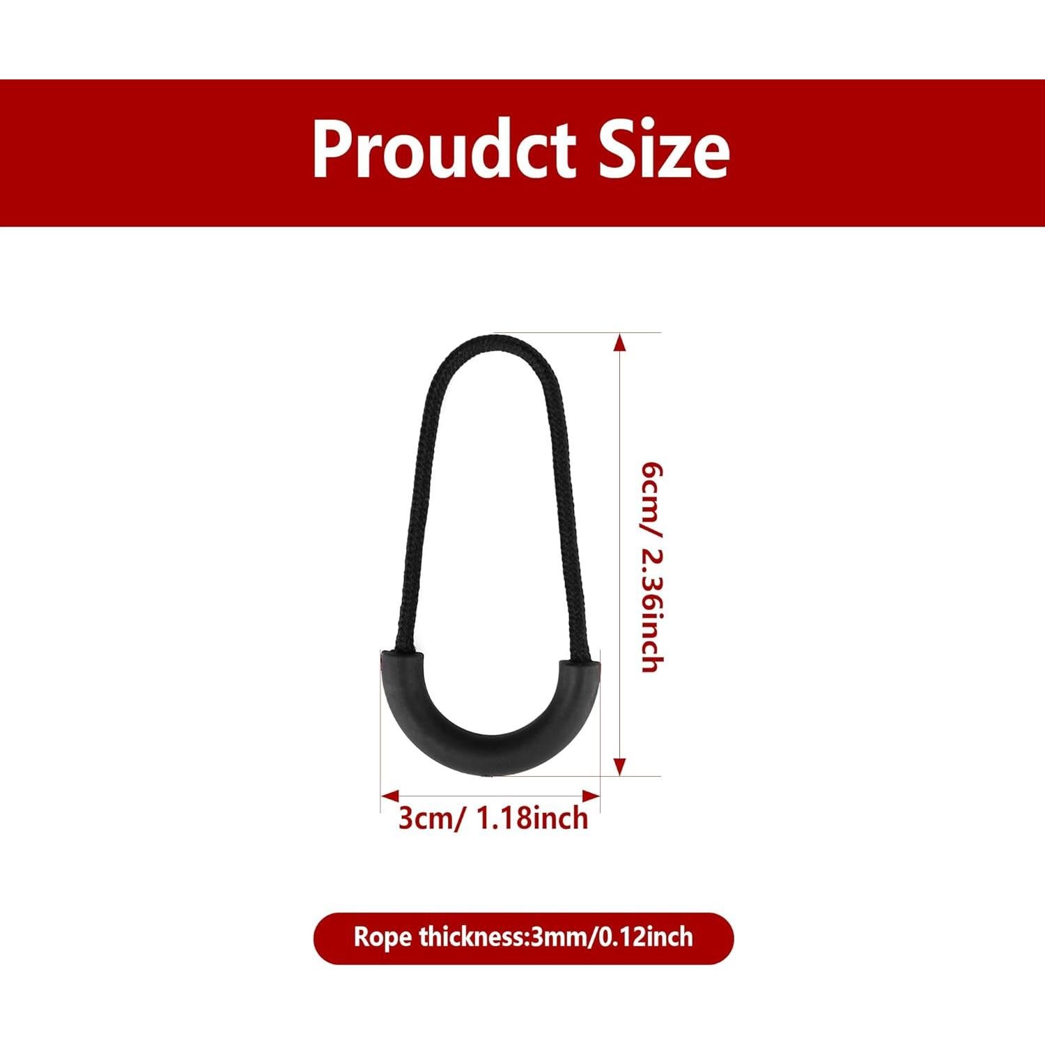 60 Tiradores de Cremallera de Nylon Negro pson en Forma de U