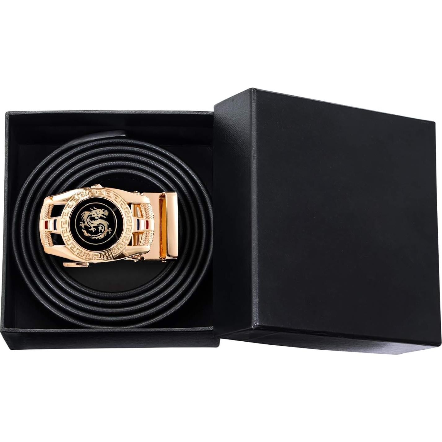 Cinturón Ratchet Barry.Wang Cuero Genuino Negro 2.86cm