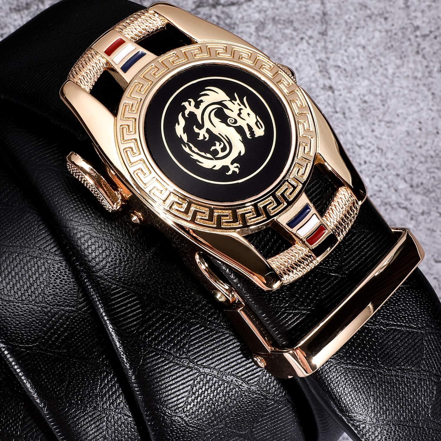 Cinturón Ratchet Barry.Wang Cuero Genuino Negro 2.86cm