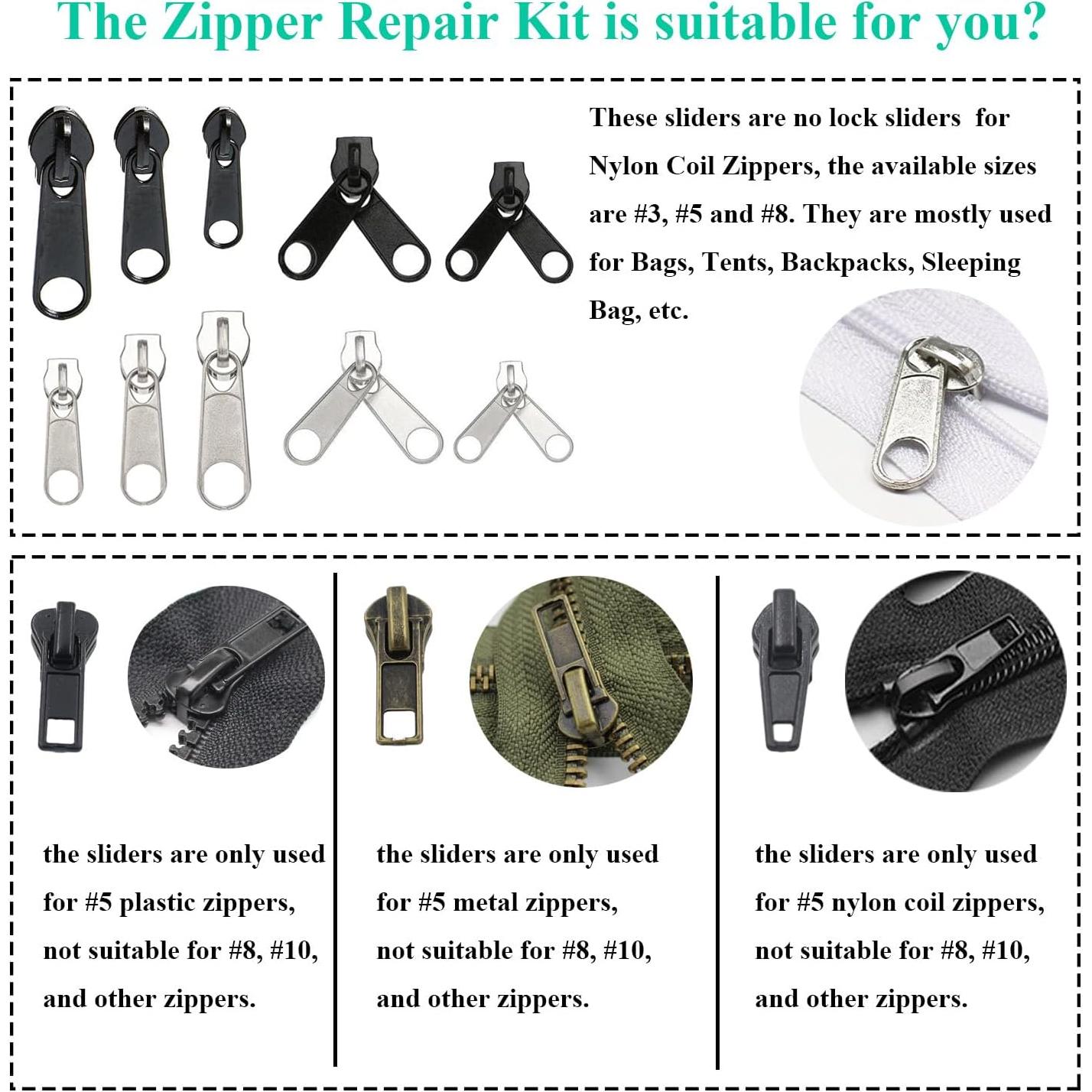 Kit de Reparación de Cremalleras 143 Piezas YaHoGa con Alicates