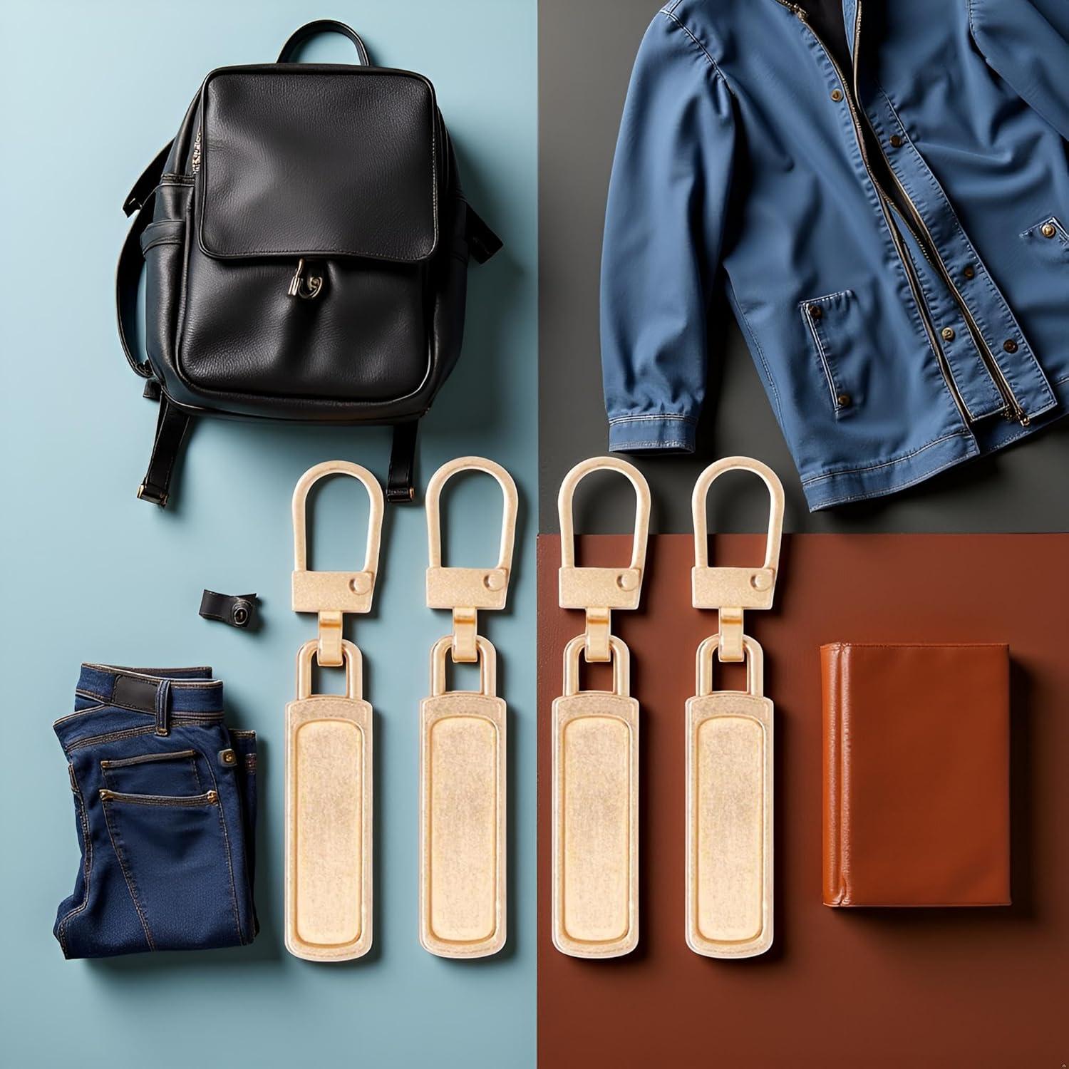 4 Tiradores de Cremallera Dorados Desmontables Qintreesify