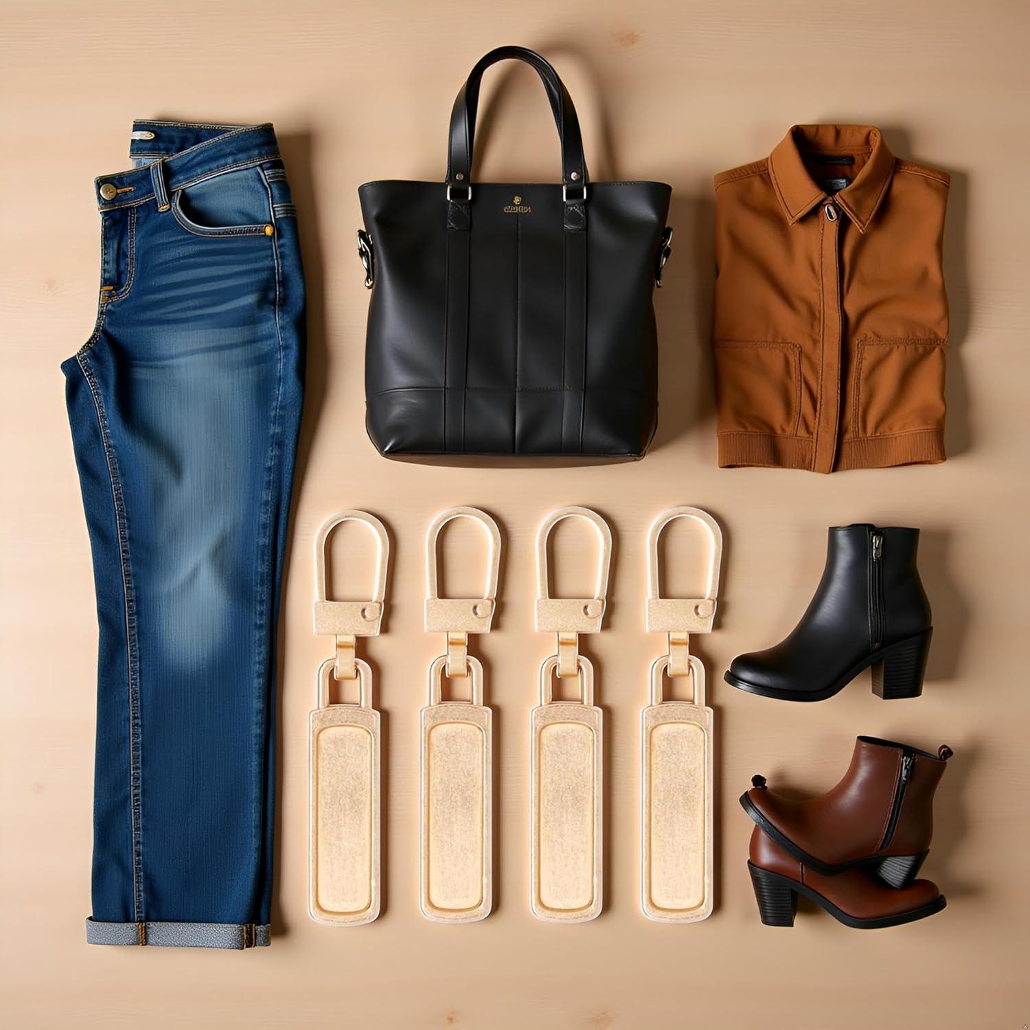 4 Tiradores de Cremallera Dorados Desmontables Qintreesify