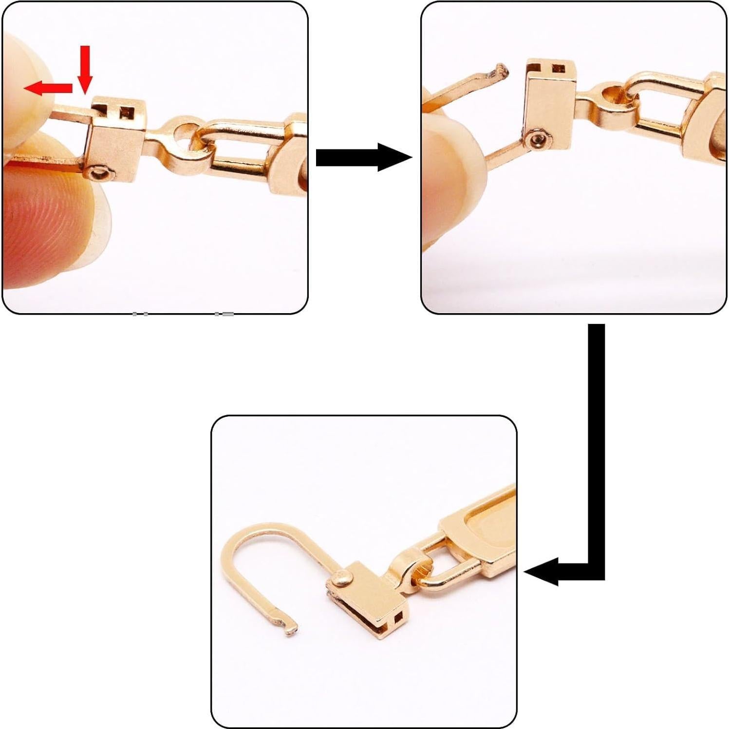 4 Tiradores de Cremallera Dorados Desmontables Qintreesify