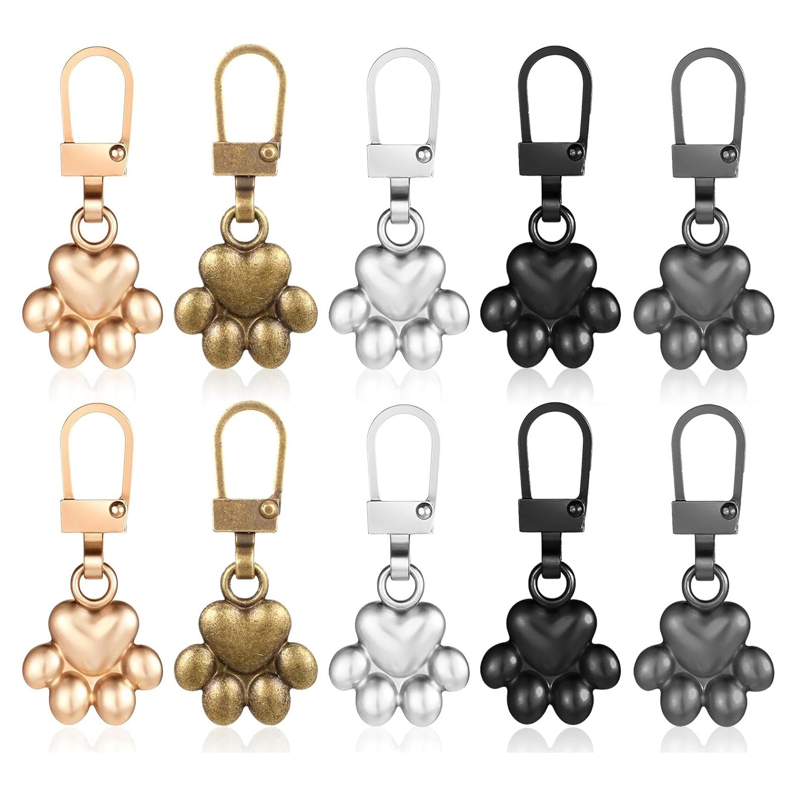 10 Tiradores de Cremallera Decorativos Oruola Patita de Perro