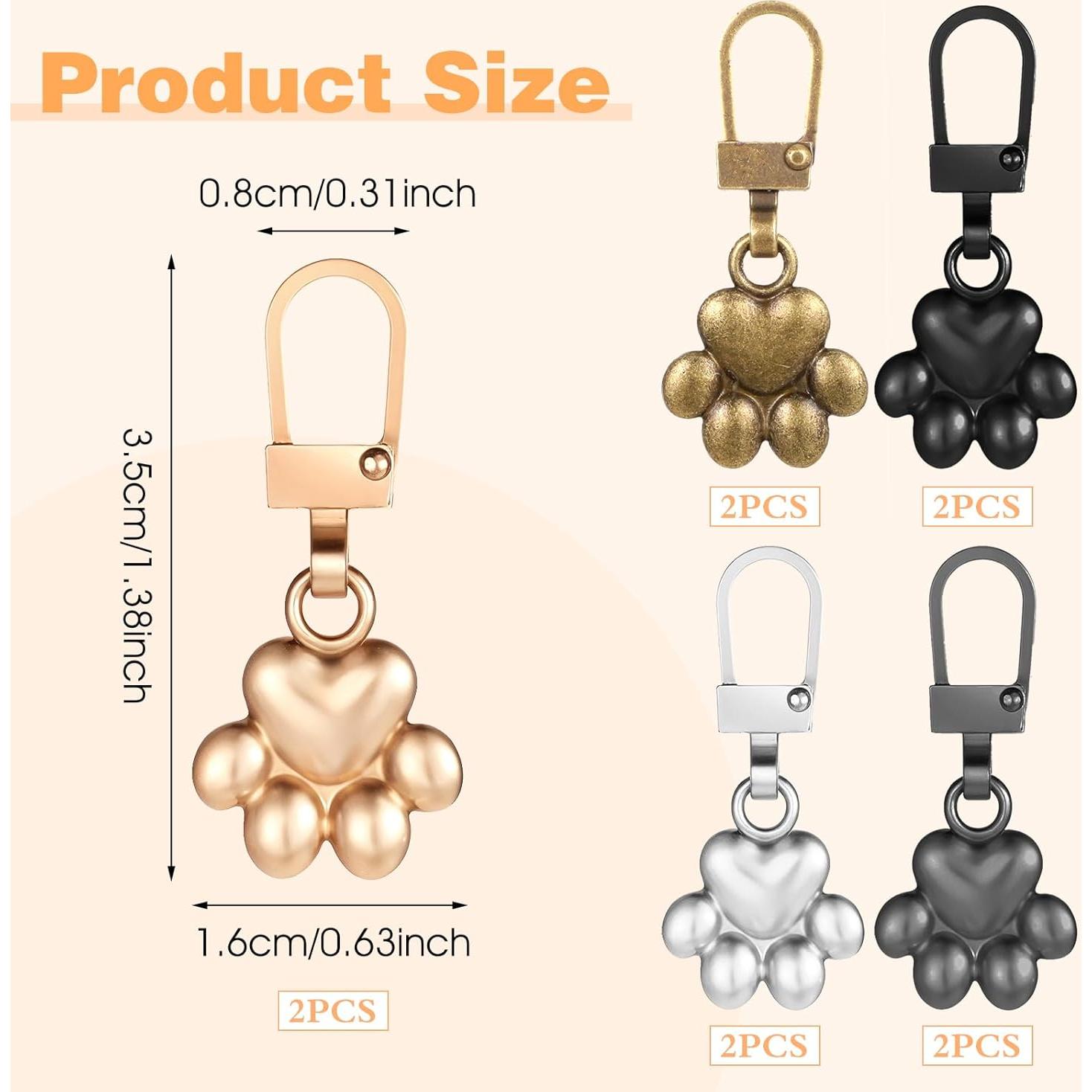 10 Tiradores de Cremallera Decorativos Oruola Patita de Perro