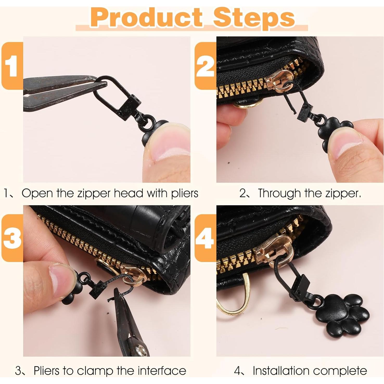 10 Tiradores de Cremallera Decorativos Oruola Patita de Perro