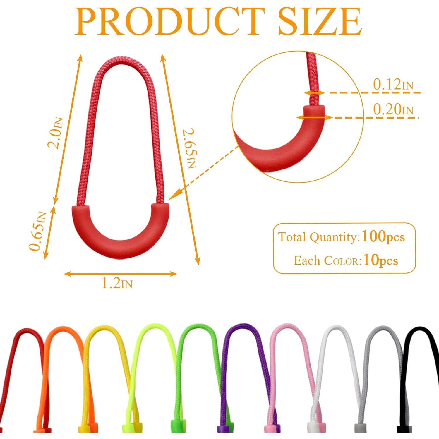 100 Tiradores de Cremallera Renashed en 10 Colores para Mochilas