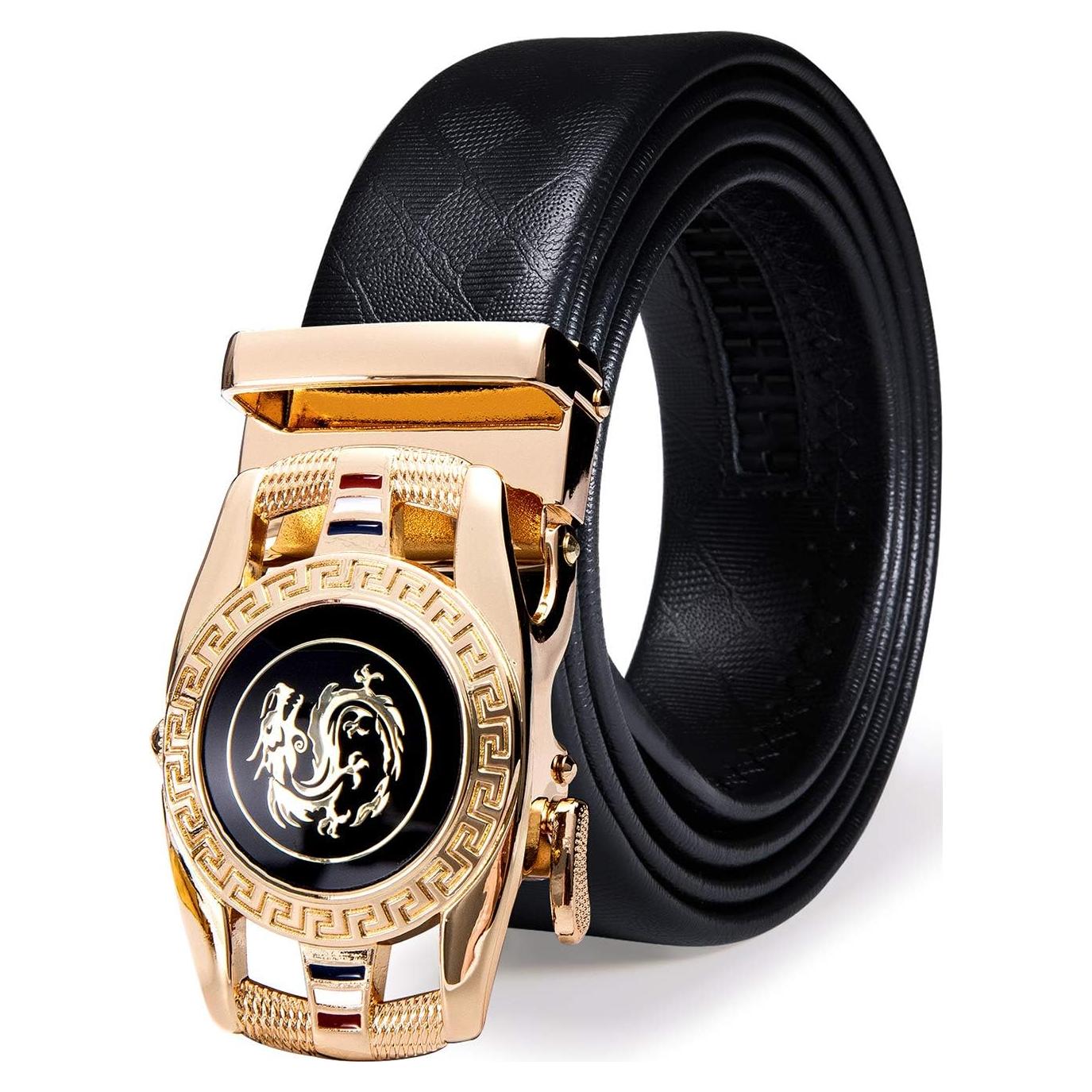 Cinturón Ratchet Barry.Wang Cuero Genuino Negro 2.86cm