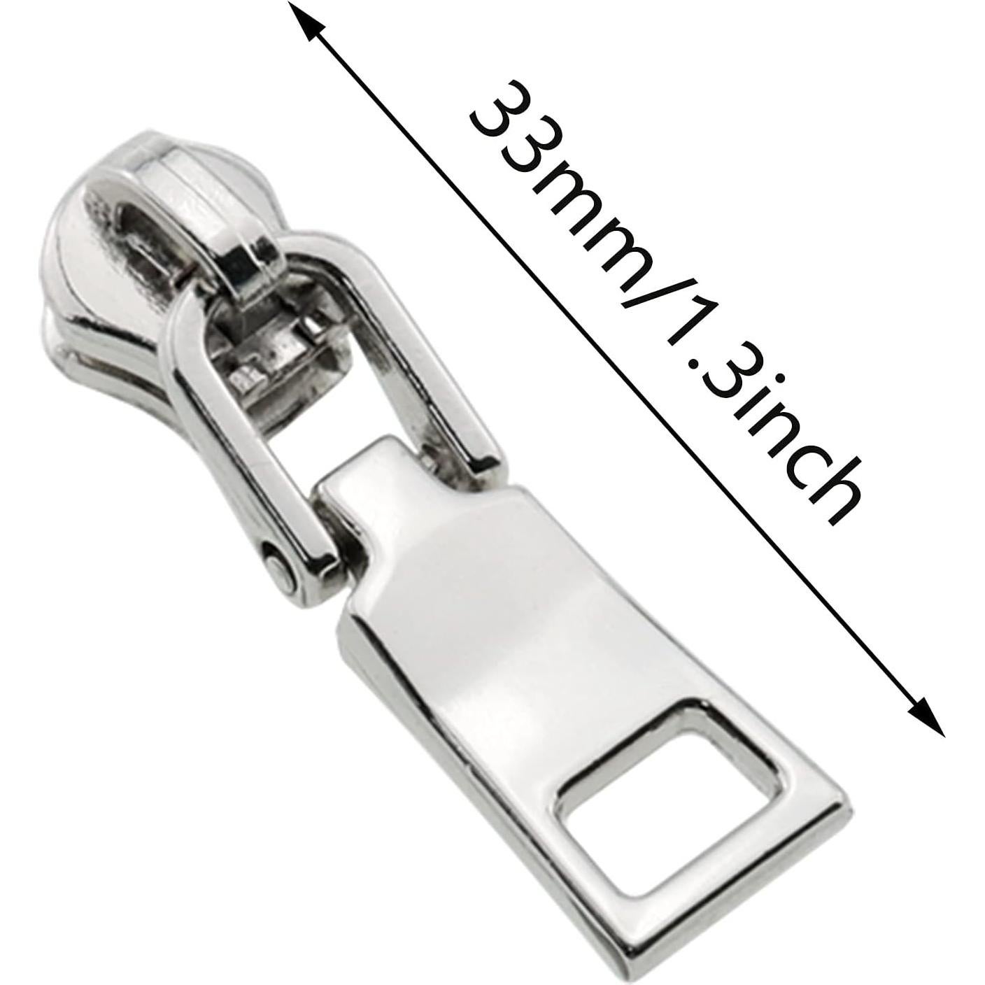 Kit de 10 Tiradores de Cremallera Metal Plateado CZQC