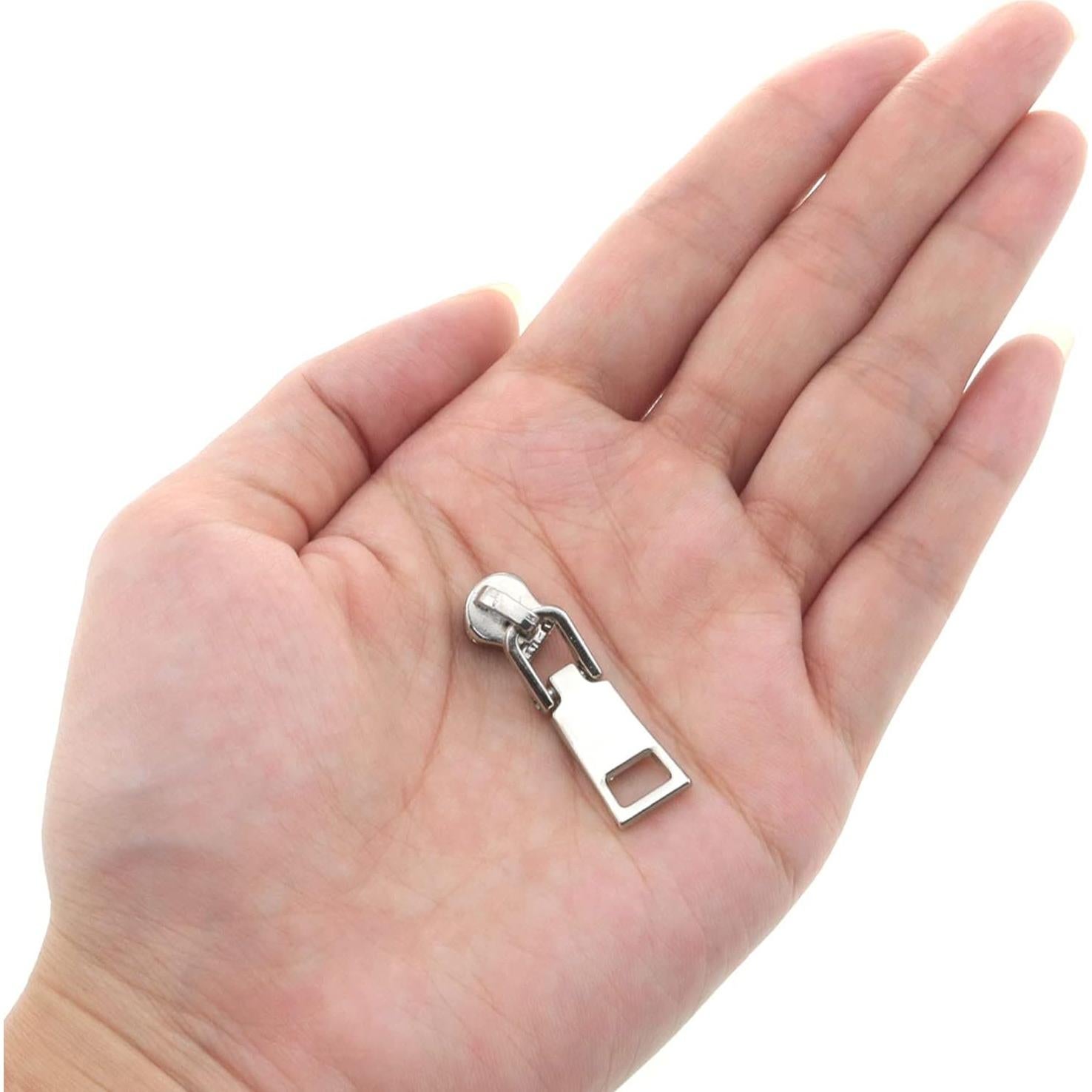 Kit de 10 Tiradores de Cremallera Metal Plateado CZQC