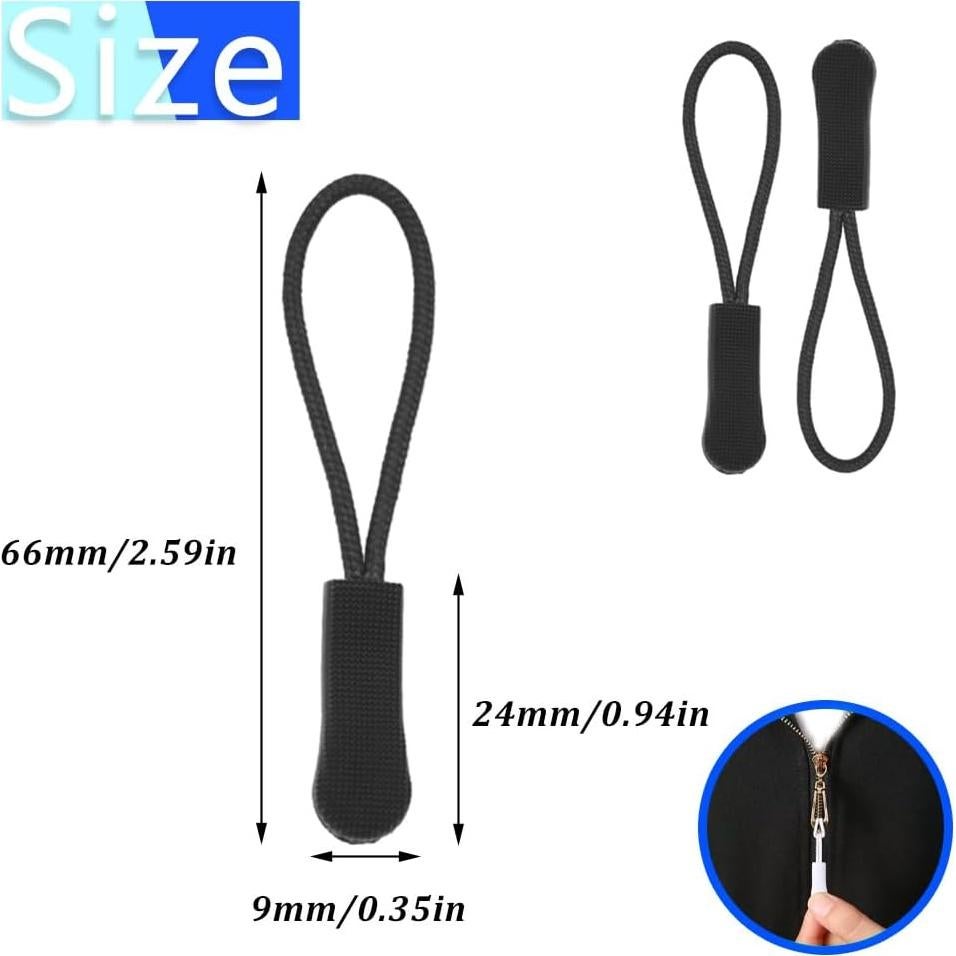 Tiradores de Cremallera Hocansen 50 Pcs 66mm Negro Antideslizante