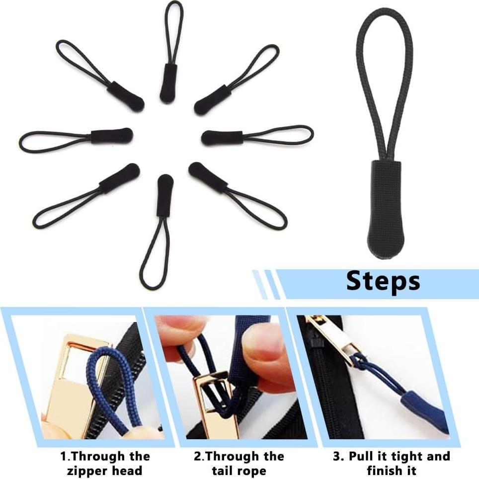 Tiradores de Cremallera Hocansen 50 Pcs 66mm Negro Antideslizante