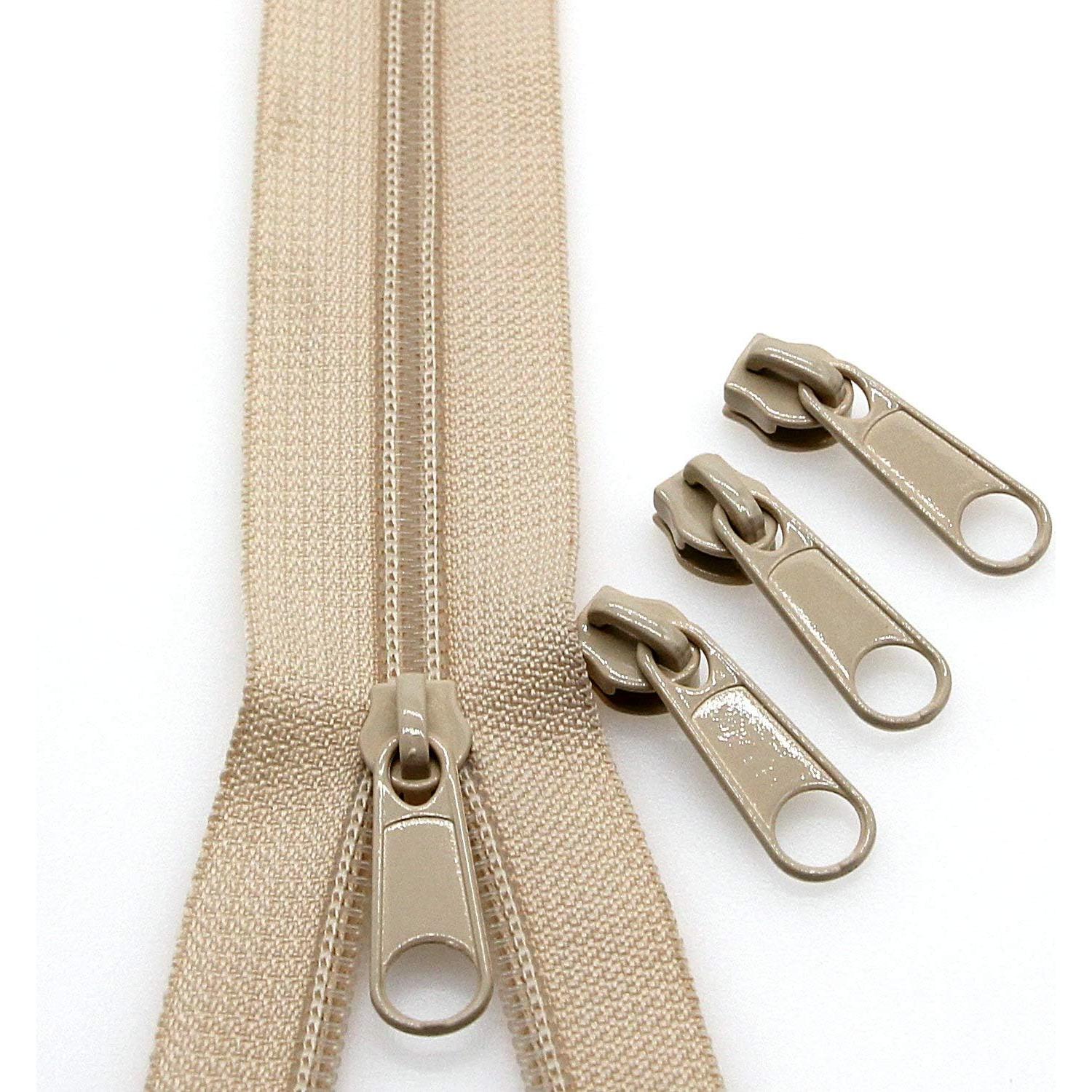 Cremallera de Nylon Beige Leekayer 10 Yardas + 25 Deslizadores