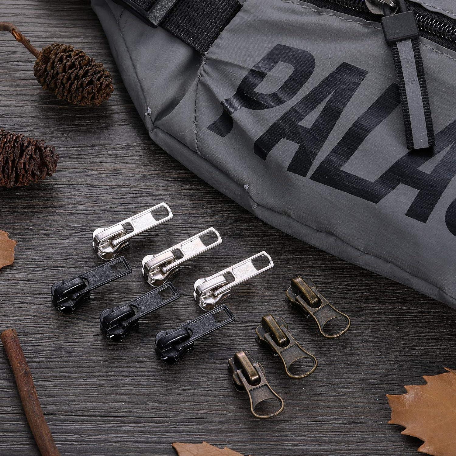 Kit de Reparación de Cremalleras 69 Piezas WILLBOND - Tiradores Negros, Plateados y Bronce