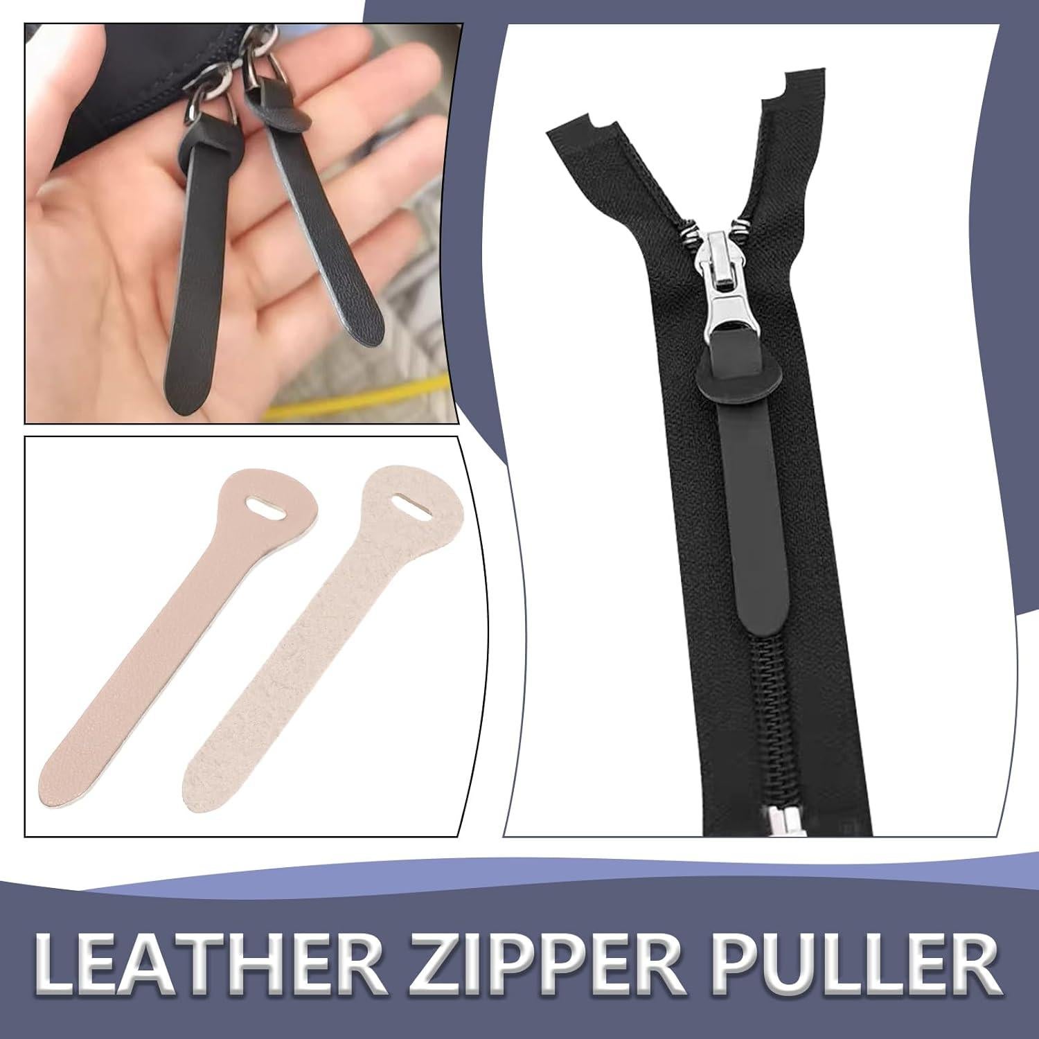 15 Tiradores de Cremallera de Cuero Genuino SG Store 70x17mm