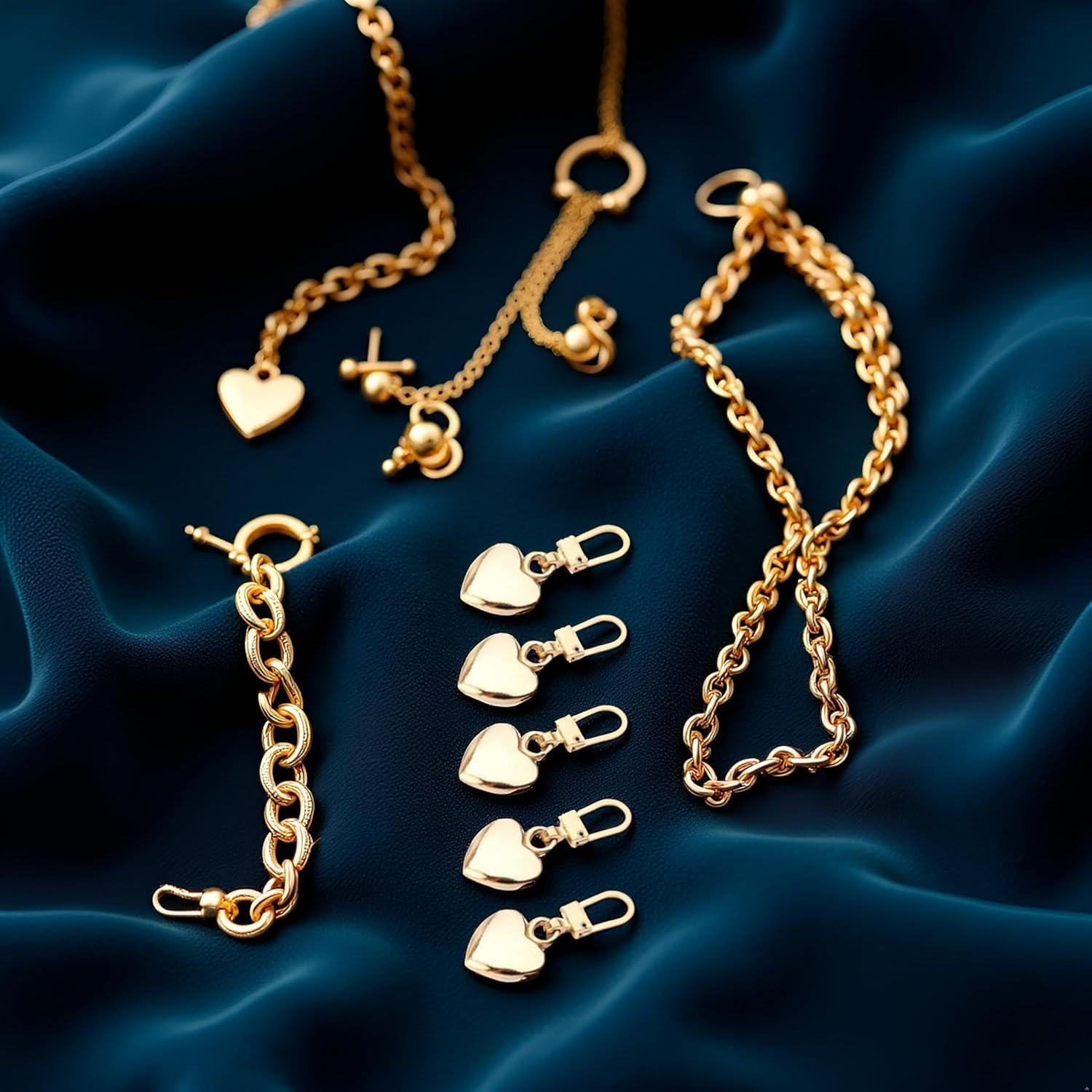 5 Tiradores de Cremallera Corazón Dorado Jowxsx para Ropa