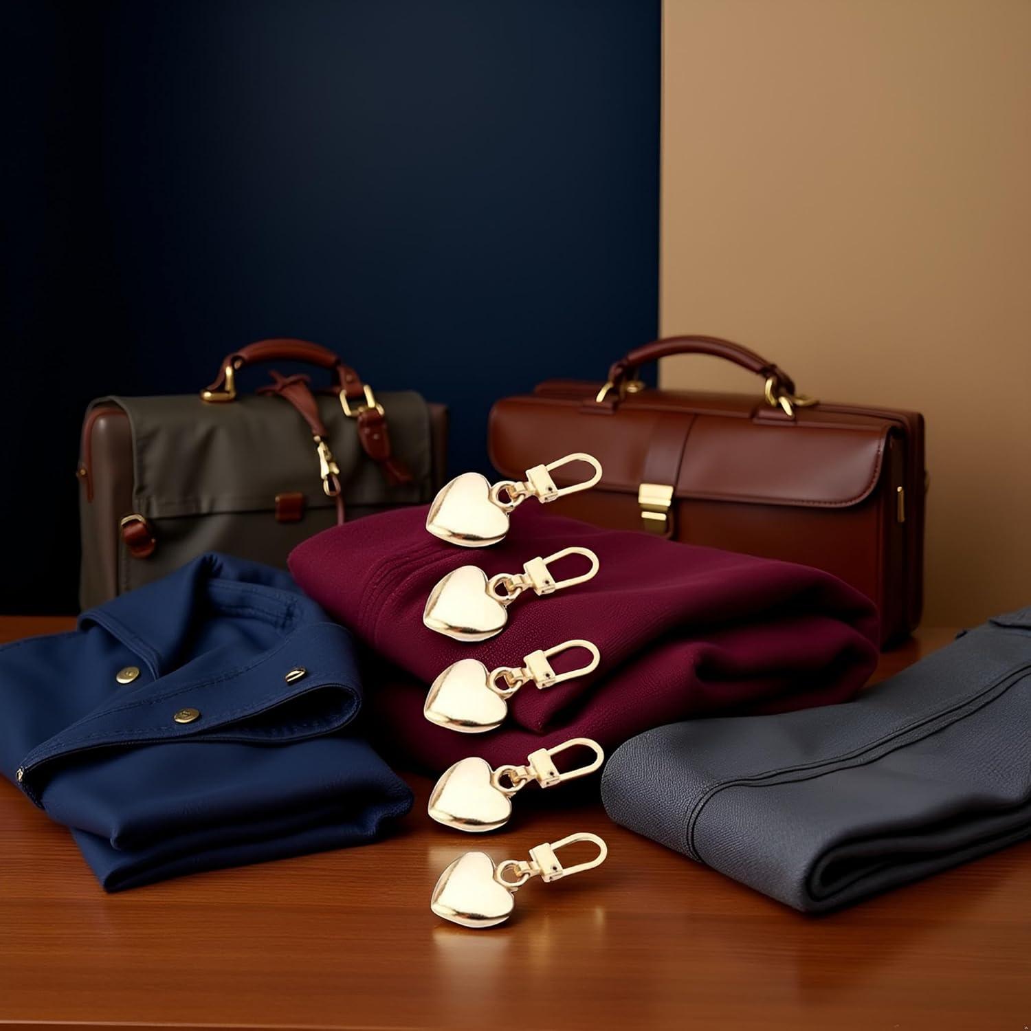 5 Tiradores de Cremallera Corazón Dorado Jowxsx para Ropa