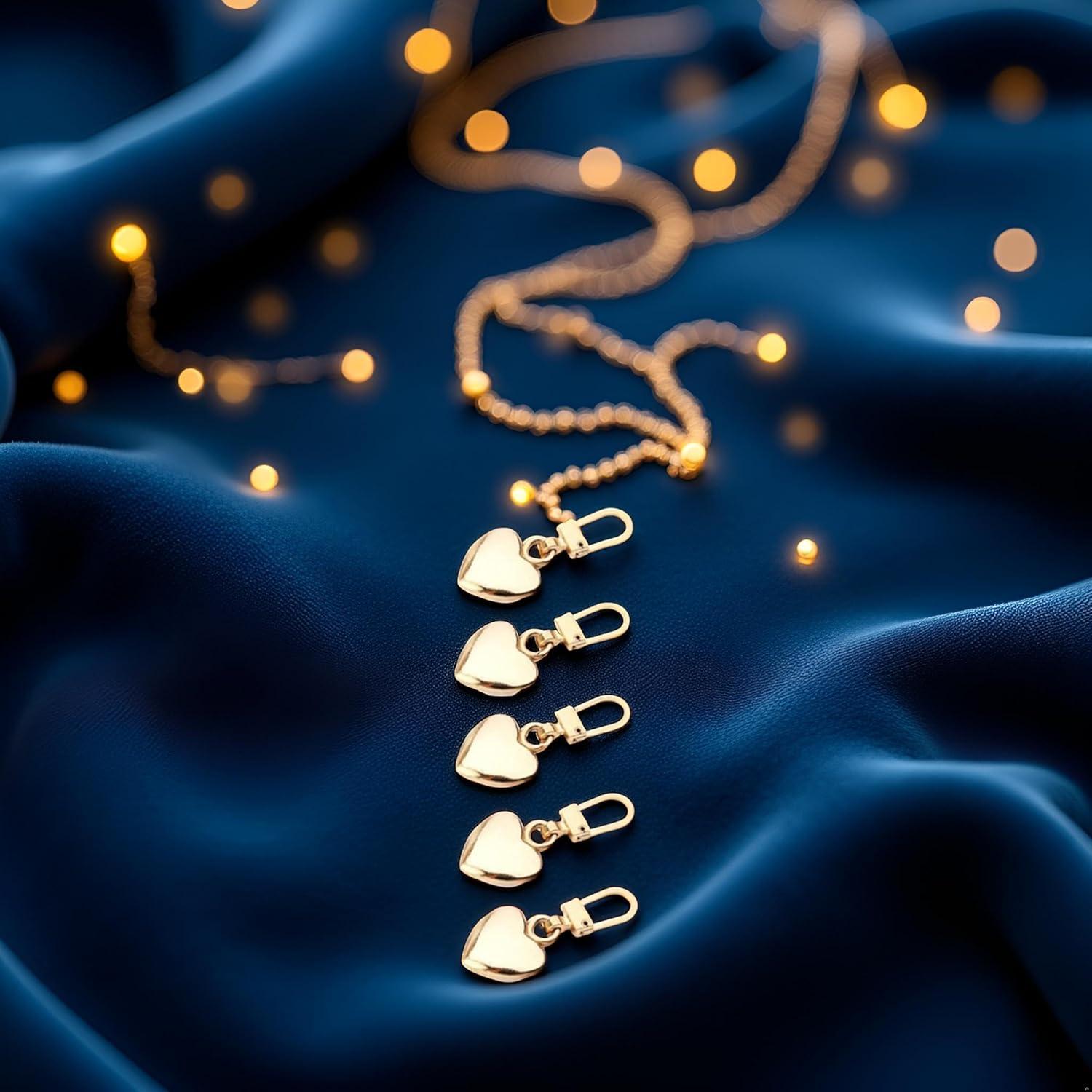 5 Tiradores de Cremallera Corazón Dorado Jowxsx para Ropa