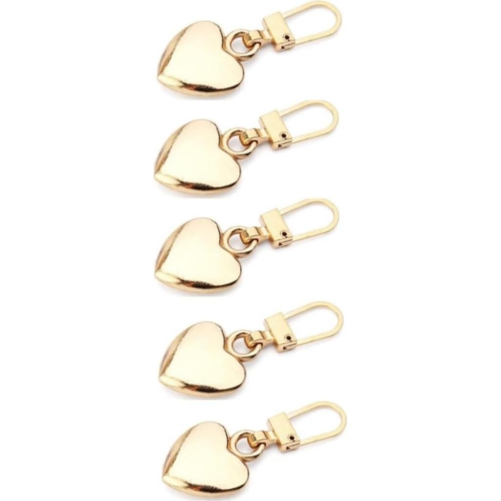5 Tiradores de Cremallera Corazón Dorado Jowxsx para Ropa
