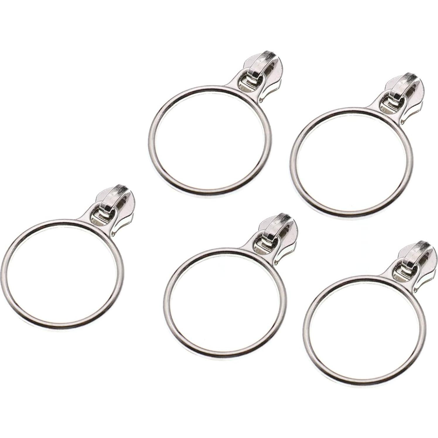 Tiradores de Anillo Leekayer 30PCS Cromo Plateado #5 para Cremalleras