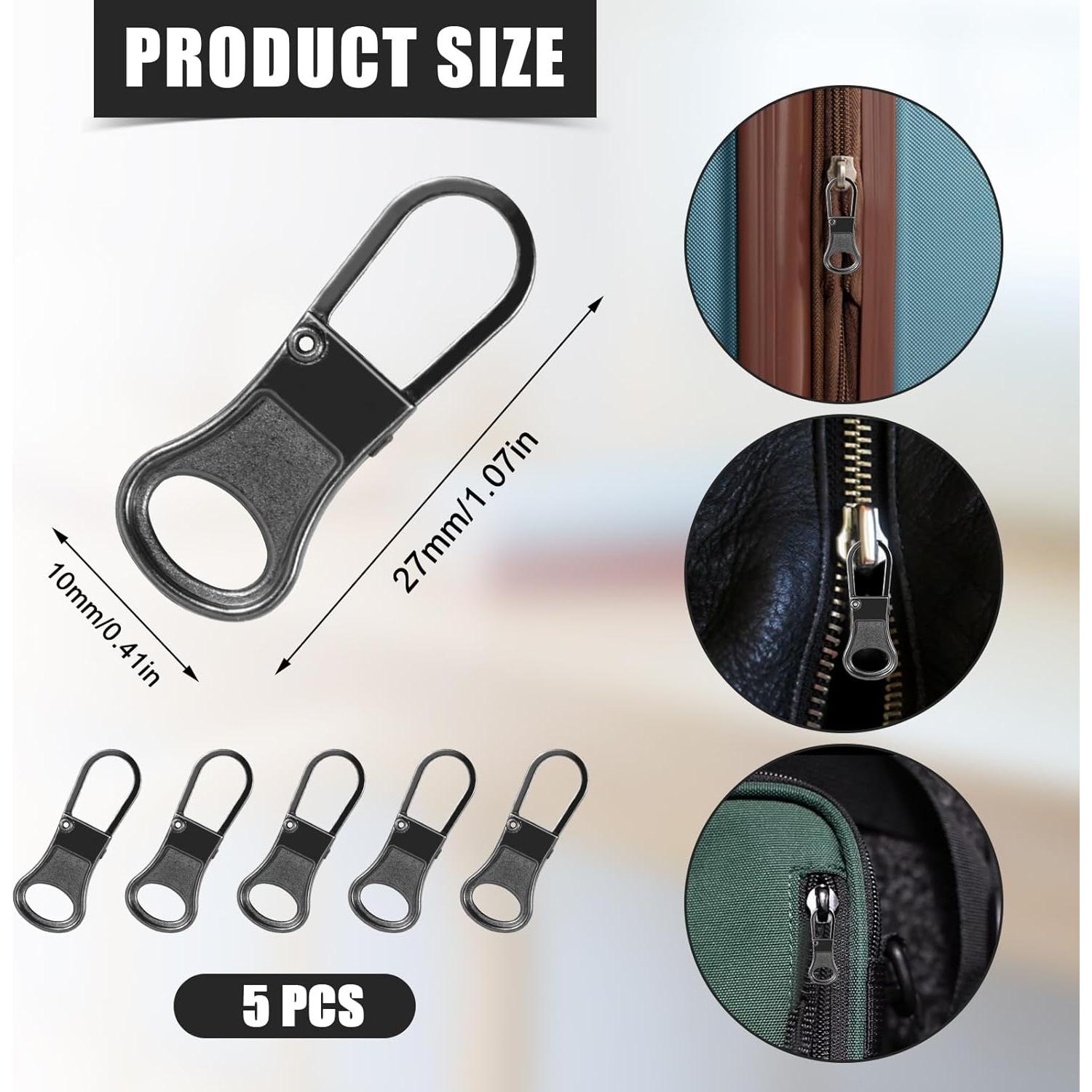 5 Tiradores de Cremallera Desmontables NQEUEPN Metal Gris