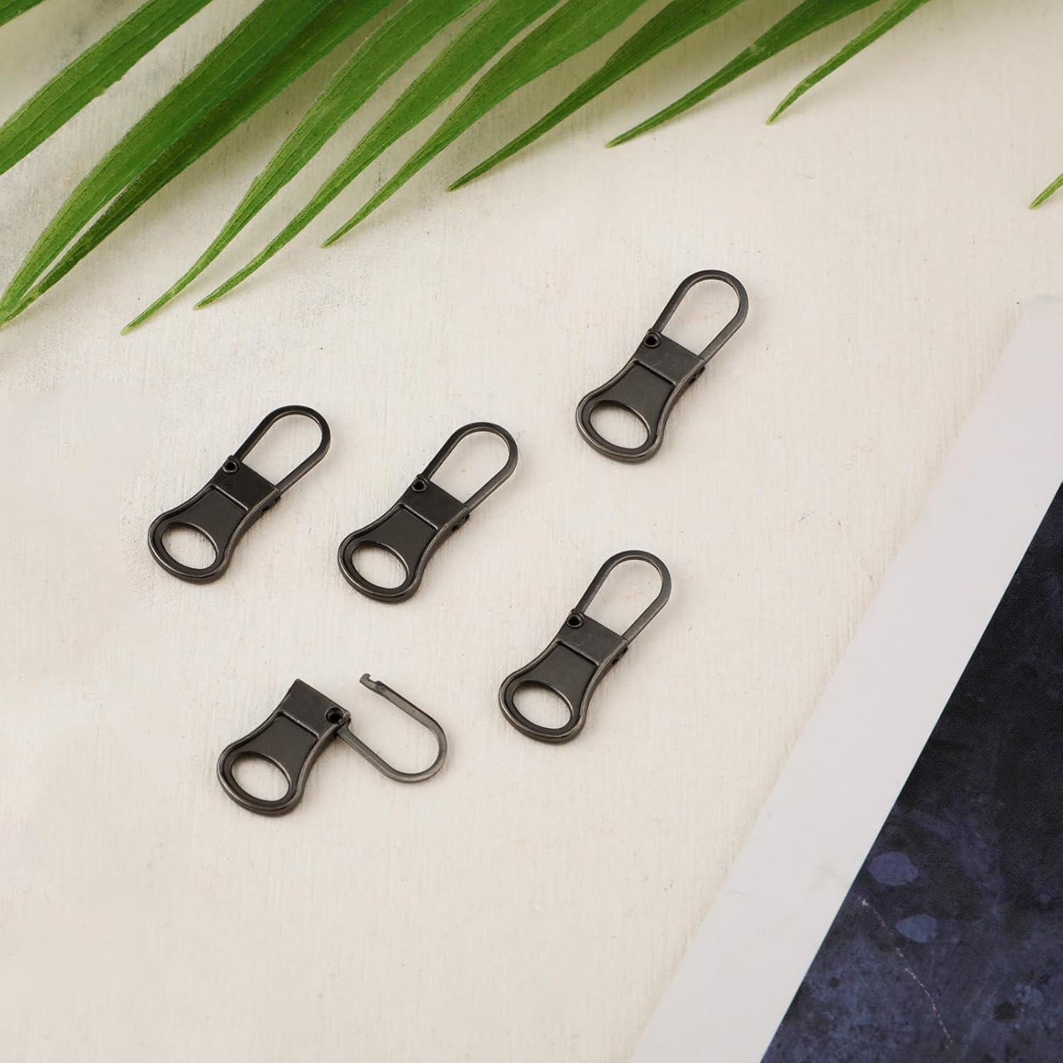 5 Tiradores de Cremallera Desmontables NQEUEPN Metal Gris