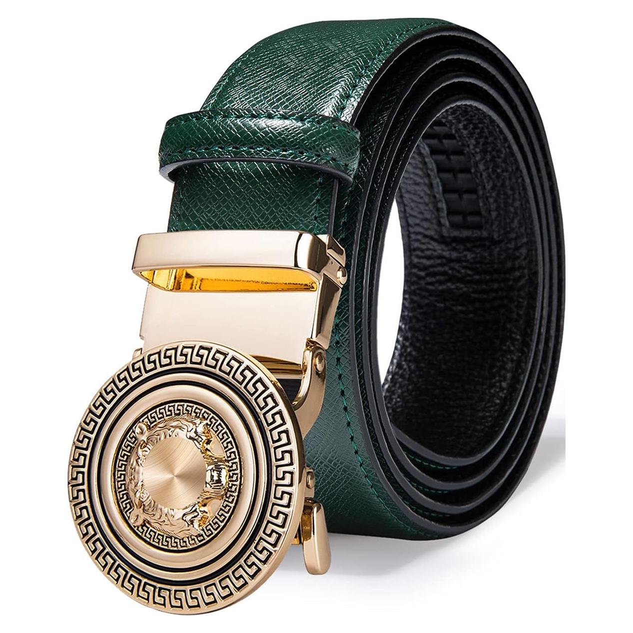 Cinturón de Ratchet Barry.Wang Cuero Genuino Verde 2.86cm