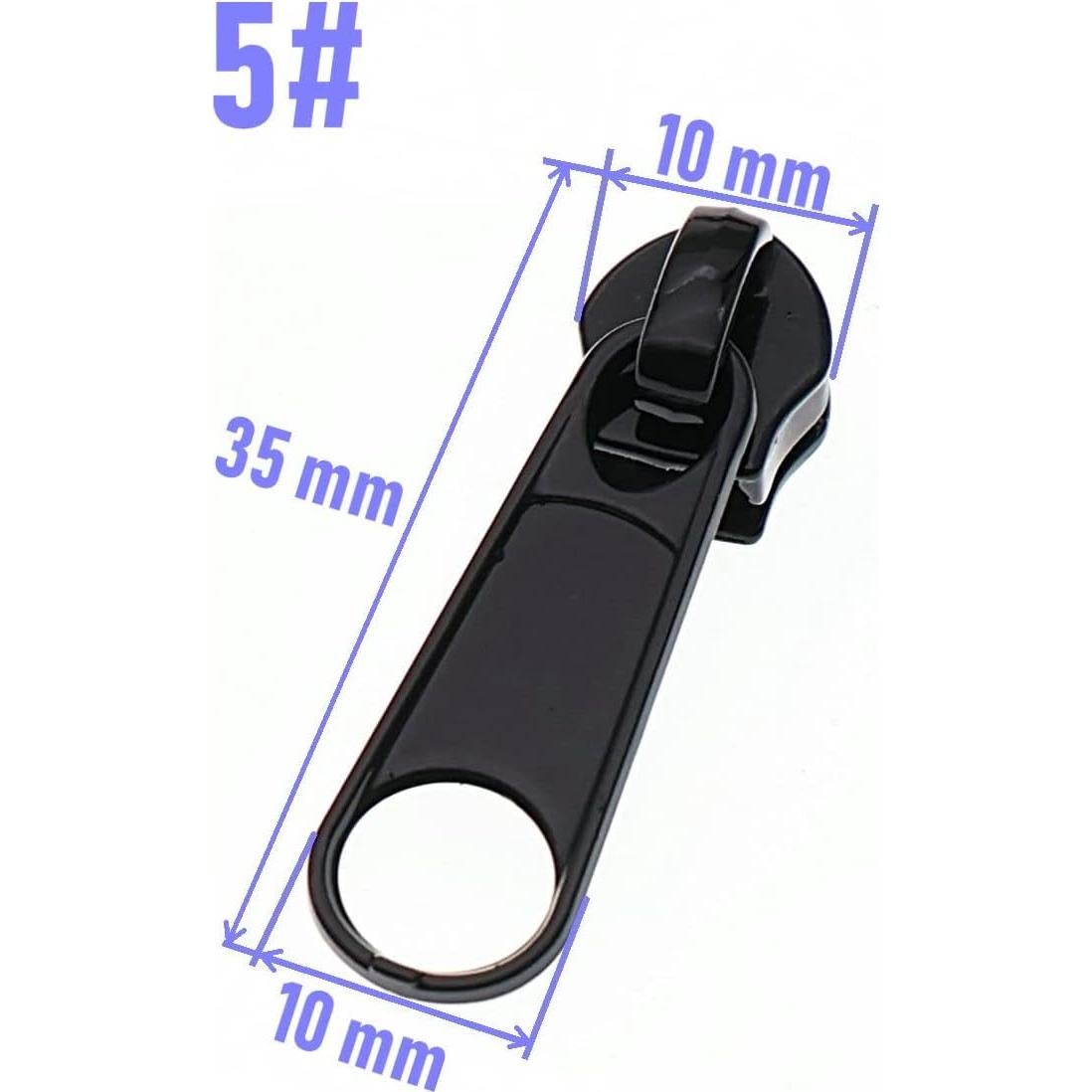 Tiradores de Cremallera Leekayer 50PCS #5 Negro Metal