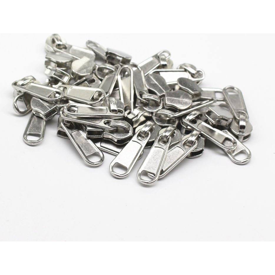 Tiradores Plateados YaHoGa 50PCS para Cremalleras Nylon #5
