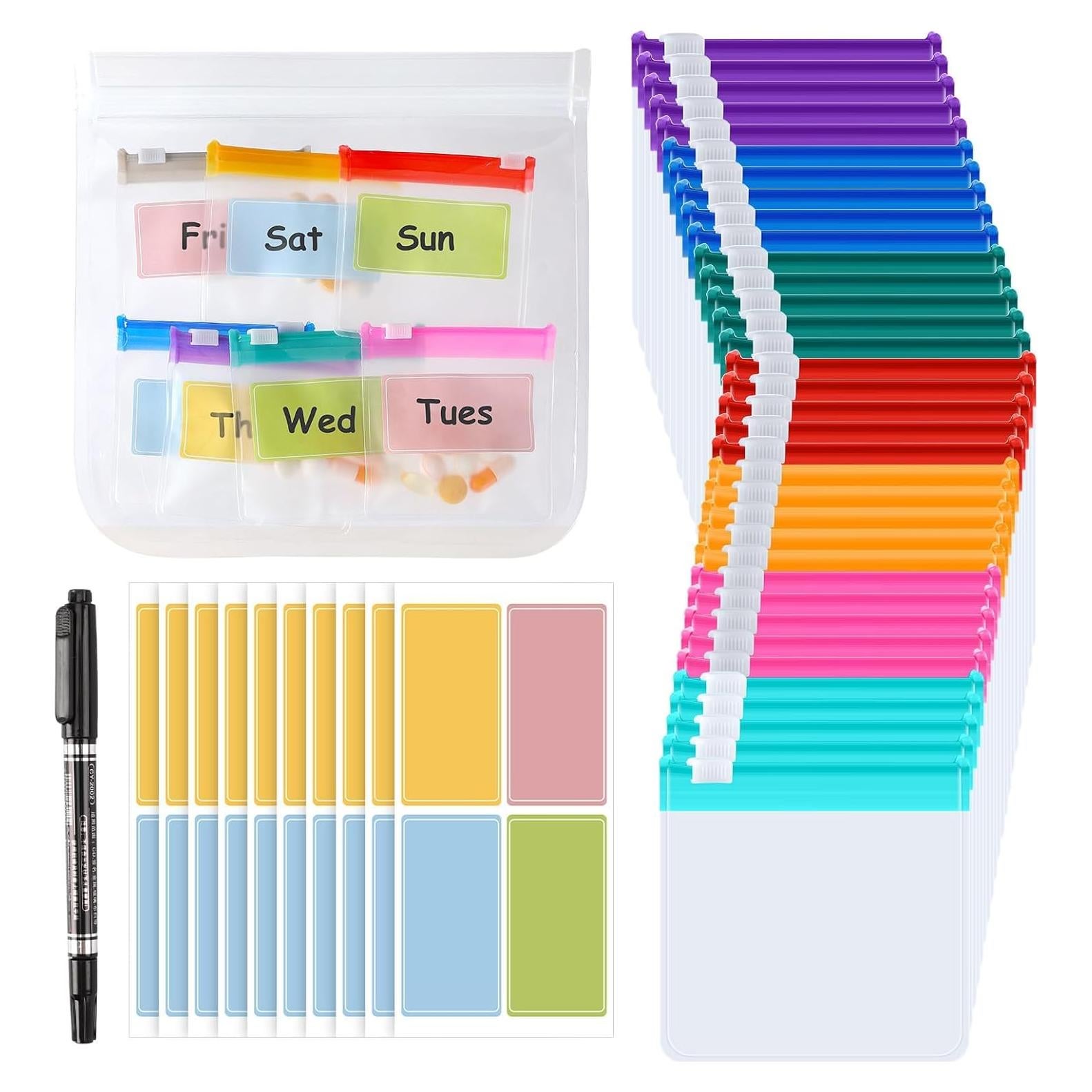Organizador de Pastillas MARFOREVER 47 Pcs con Etiquetas