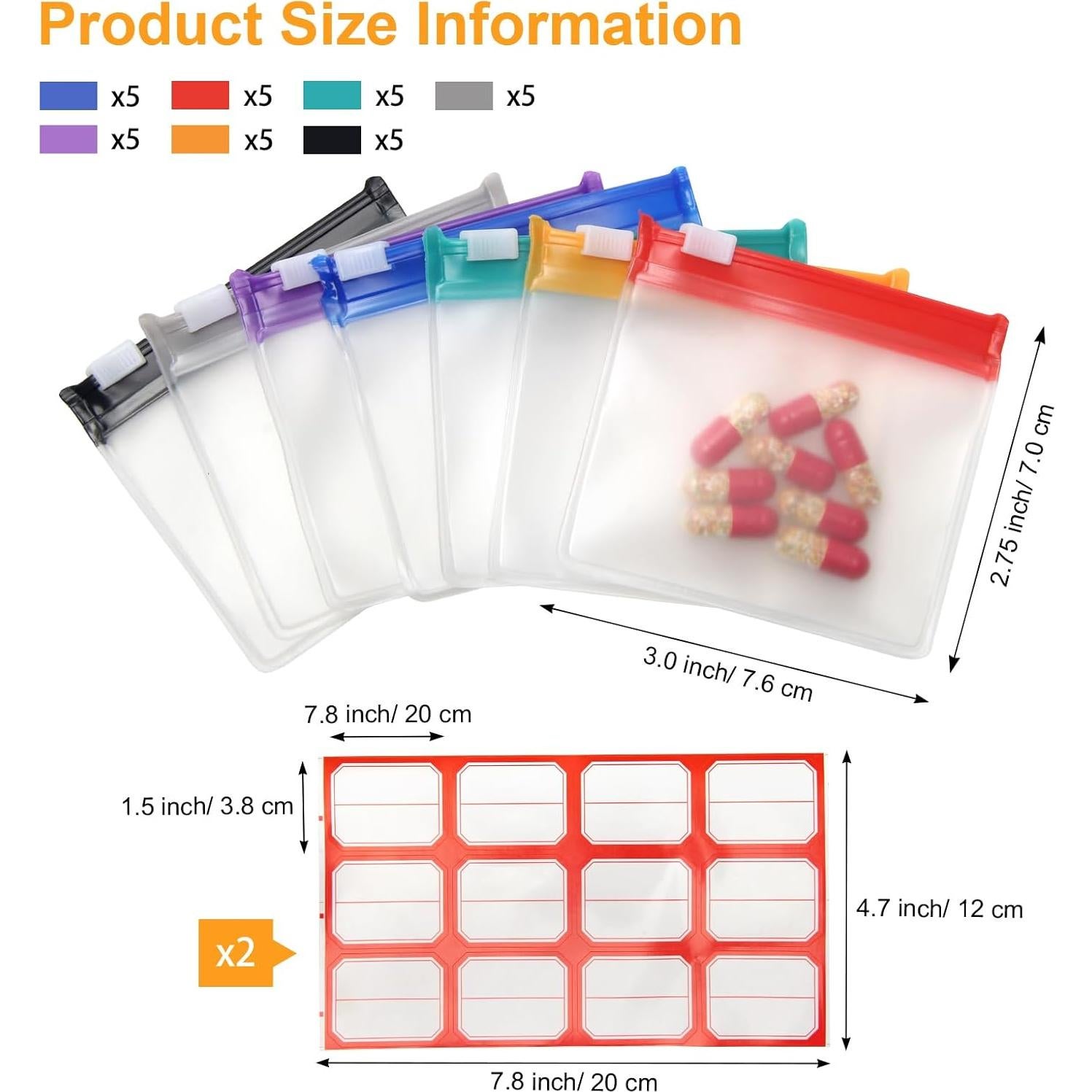 Set 35 Bolsas de Píldoras Reutilizables Windspeed con Etiquetas