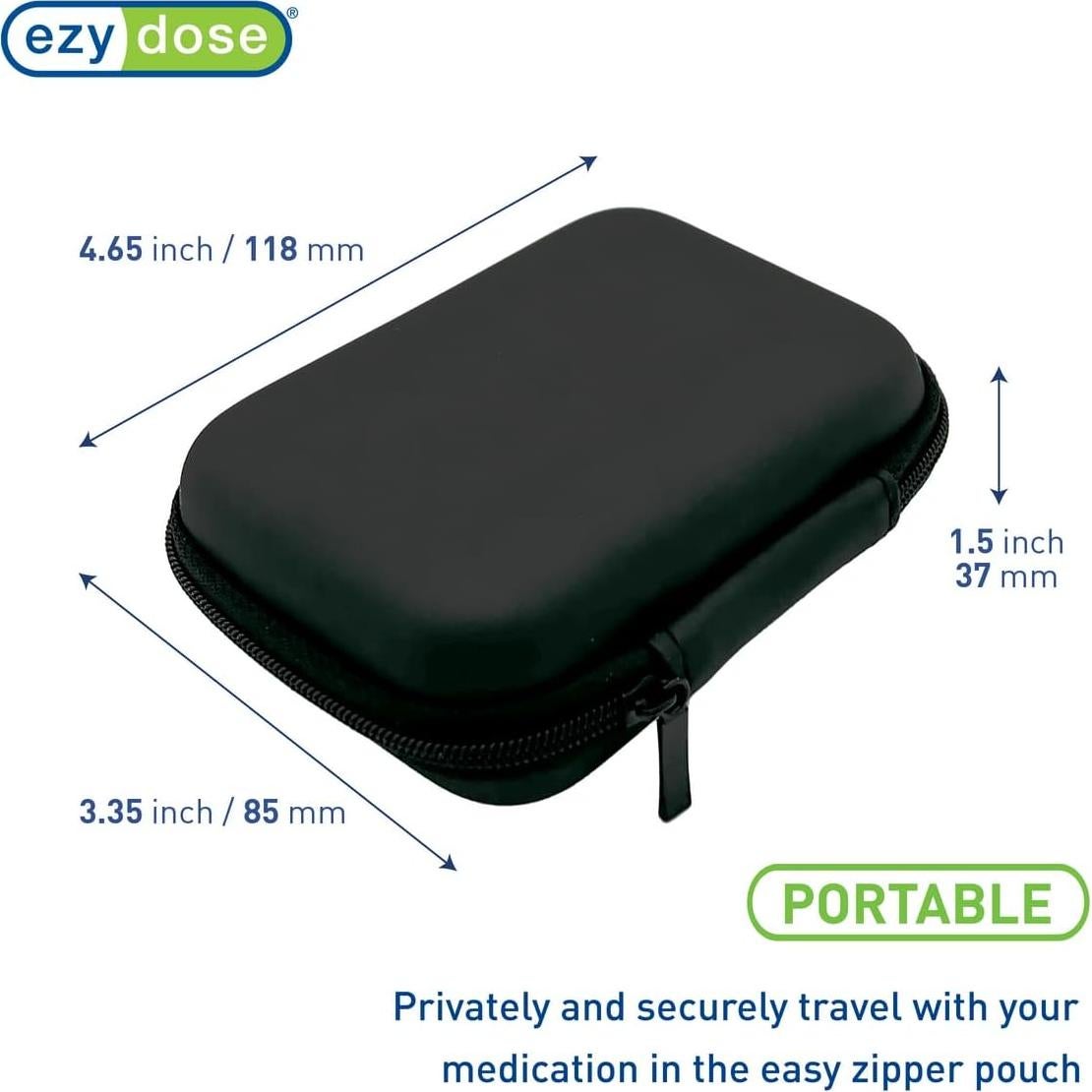 Estuche de Pastillas Ezy Dose Duro 8 Compartimentos Negro