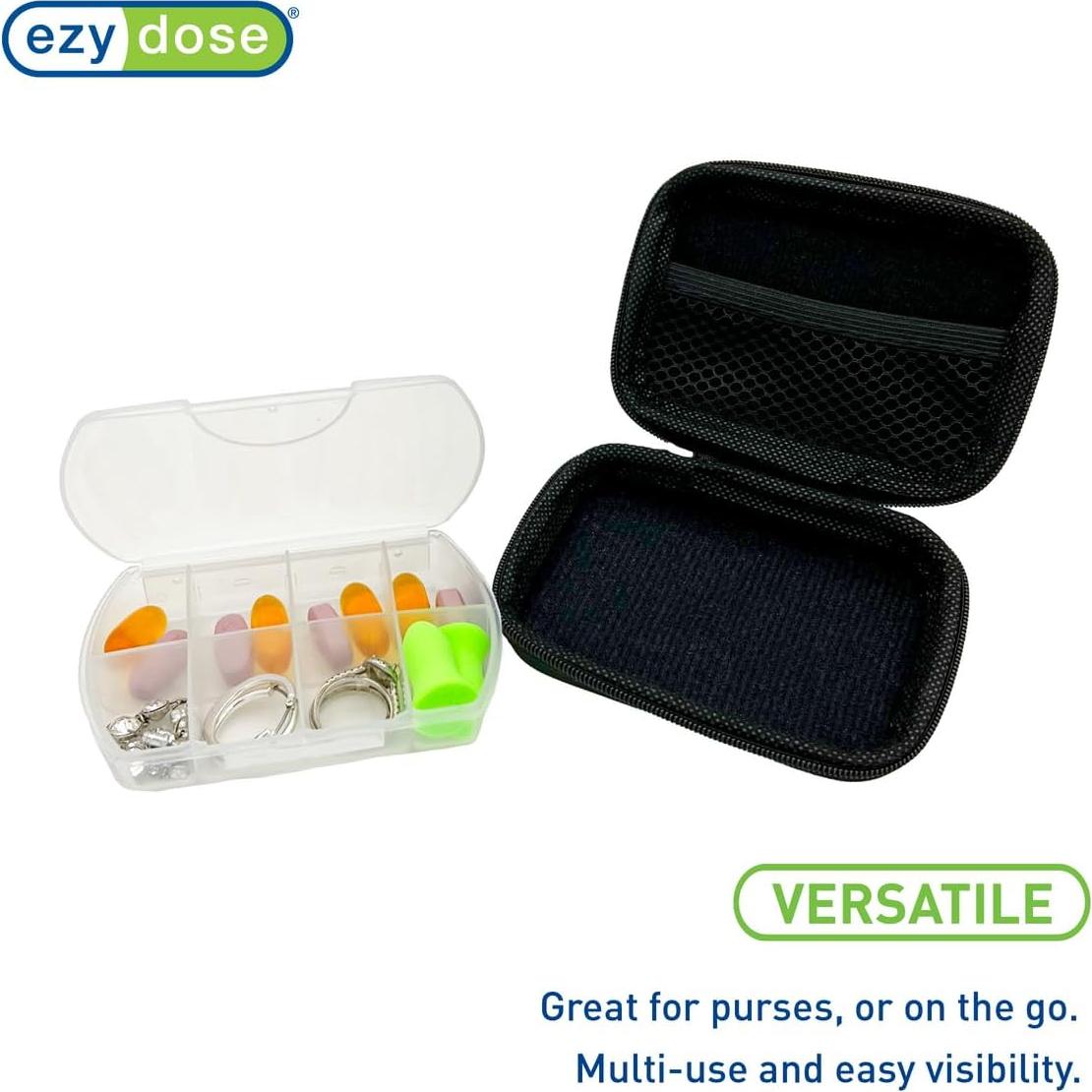 Estuche de Pastillas Ezy Dose Duro 8 Compartimentos Negro