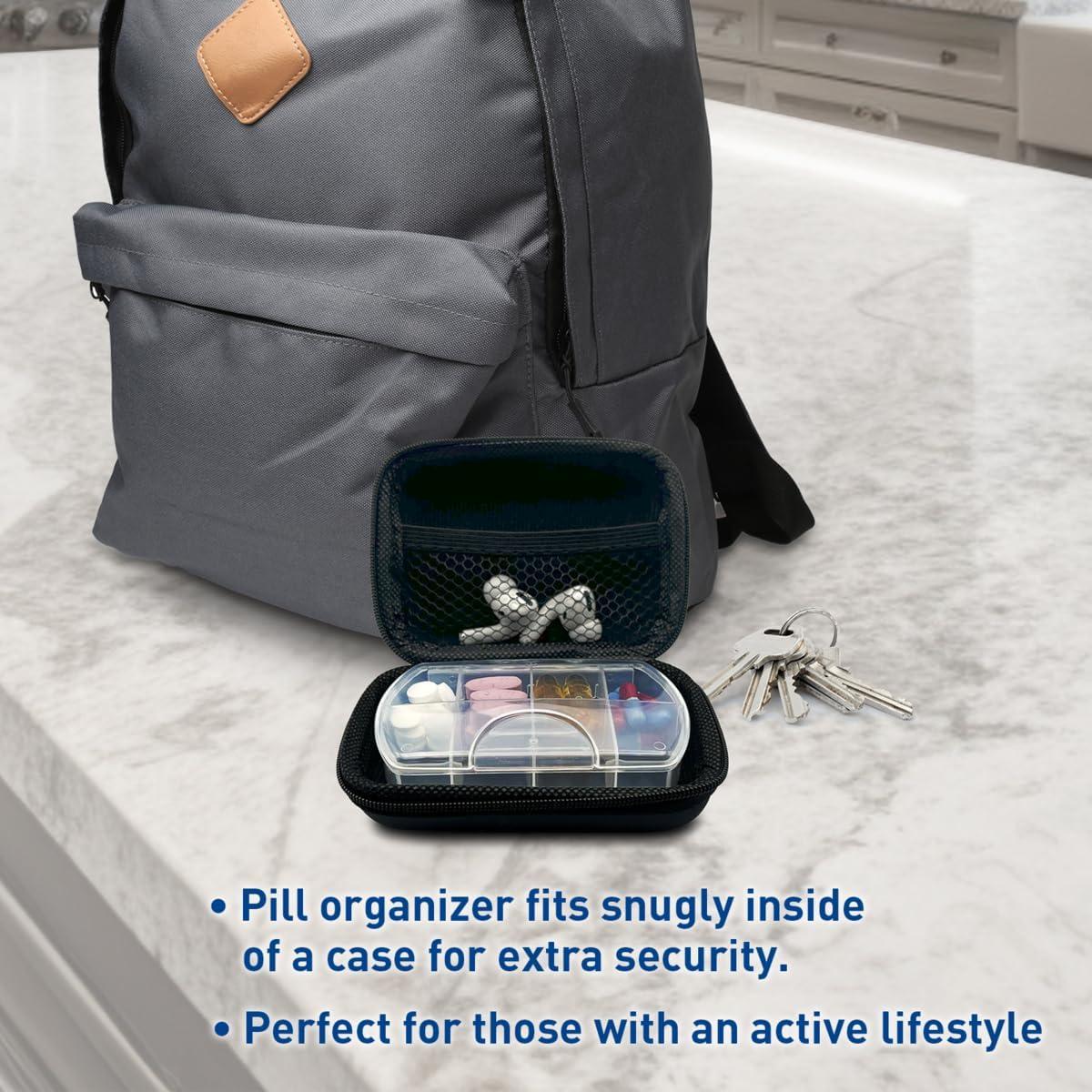 Estuche de Pastillas Ezy Dose Duro 8 Compartimentos Negro