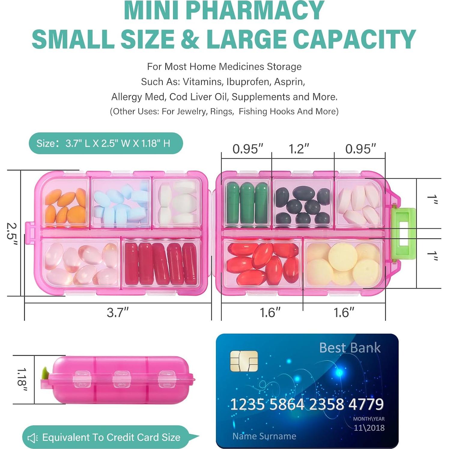 Organizador de Pastillas VITEVER Rosa 10 Compartimentos Bolsa